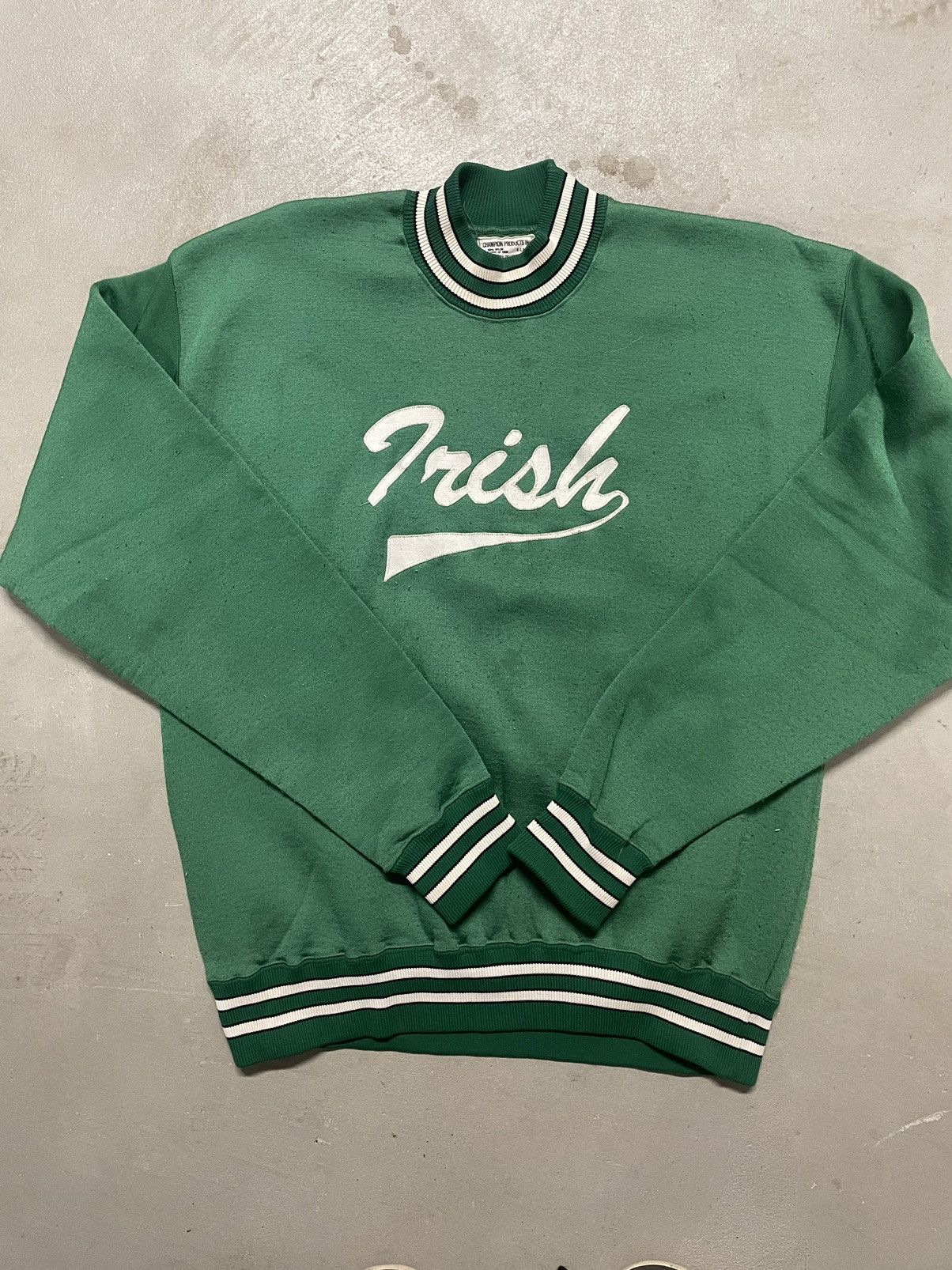 Image of 1960S Notre Dame Fighting Irish Champion Crewneck in Green, Men's (Size XL)