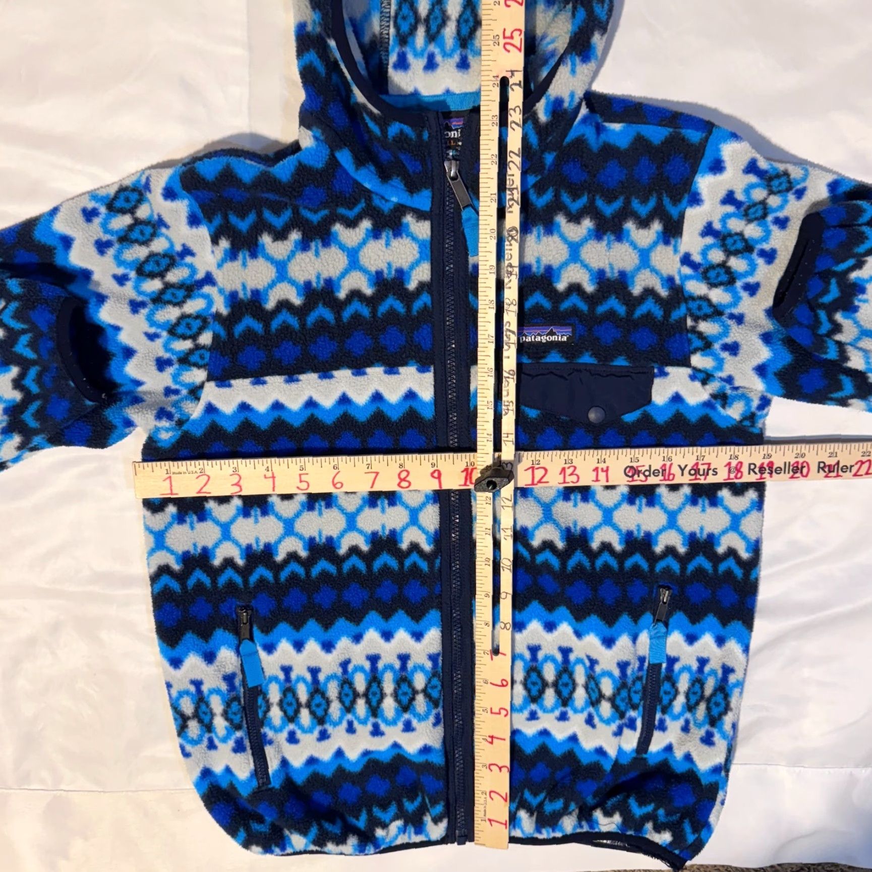 Patagonia Patagonia Synchilla Womens Hoodie Full Zip Hooded Fleece Jacket Small Electron Blue Aztec Geometric Winter Fall Spring Outdoor Casual Womens Size S / US 4 / IT 40 - 6 Thumbnail