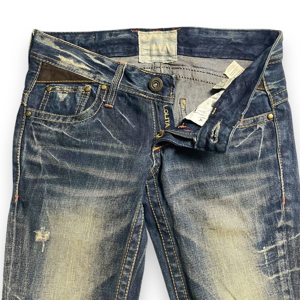If Six Was Nine × Japanese Brand × Le Grande Bleu (L.G.B.) 🇯🇵 LOLITA RUSTY SUPER FLARE DENIM PANTS Size 30" / US 8 / IT 44 - 10 Thumbnail