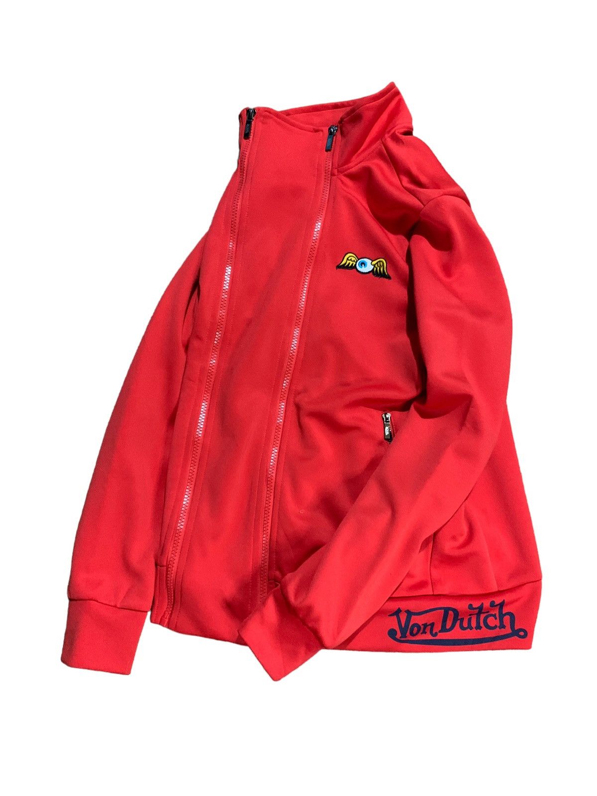 image of Von Dutch Double Zipper Tracktop Jacket in Red, Men's (Size Small)