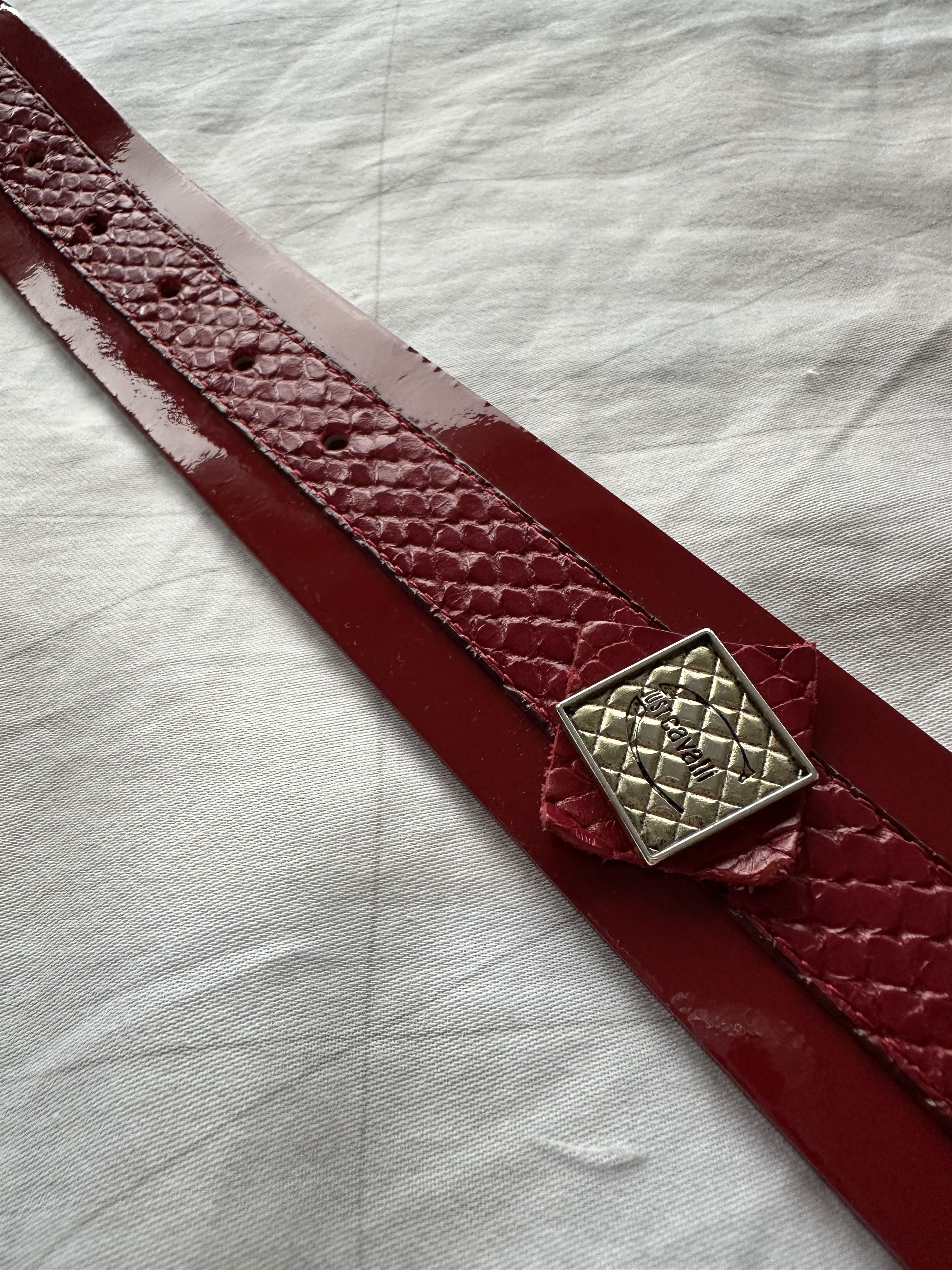 Just Cavalli Just Cavalli Red Snakeskin Leather Belt Size ONE SIZE - 5 Thumbnail