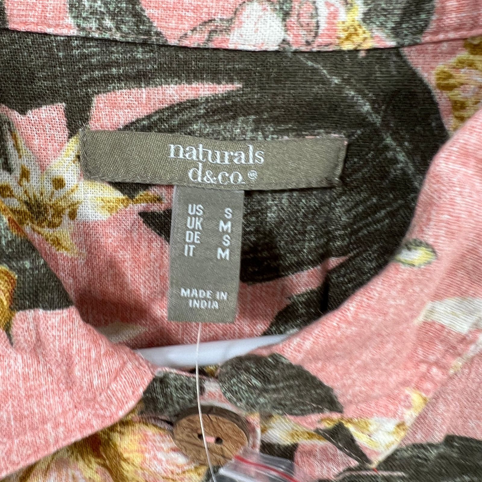 Denim & Co. Denim & Co. Naturals Printed Linen Blend Jean Jacket Coral Size S / US 4 / IT 40 - 3 Thumbnail