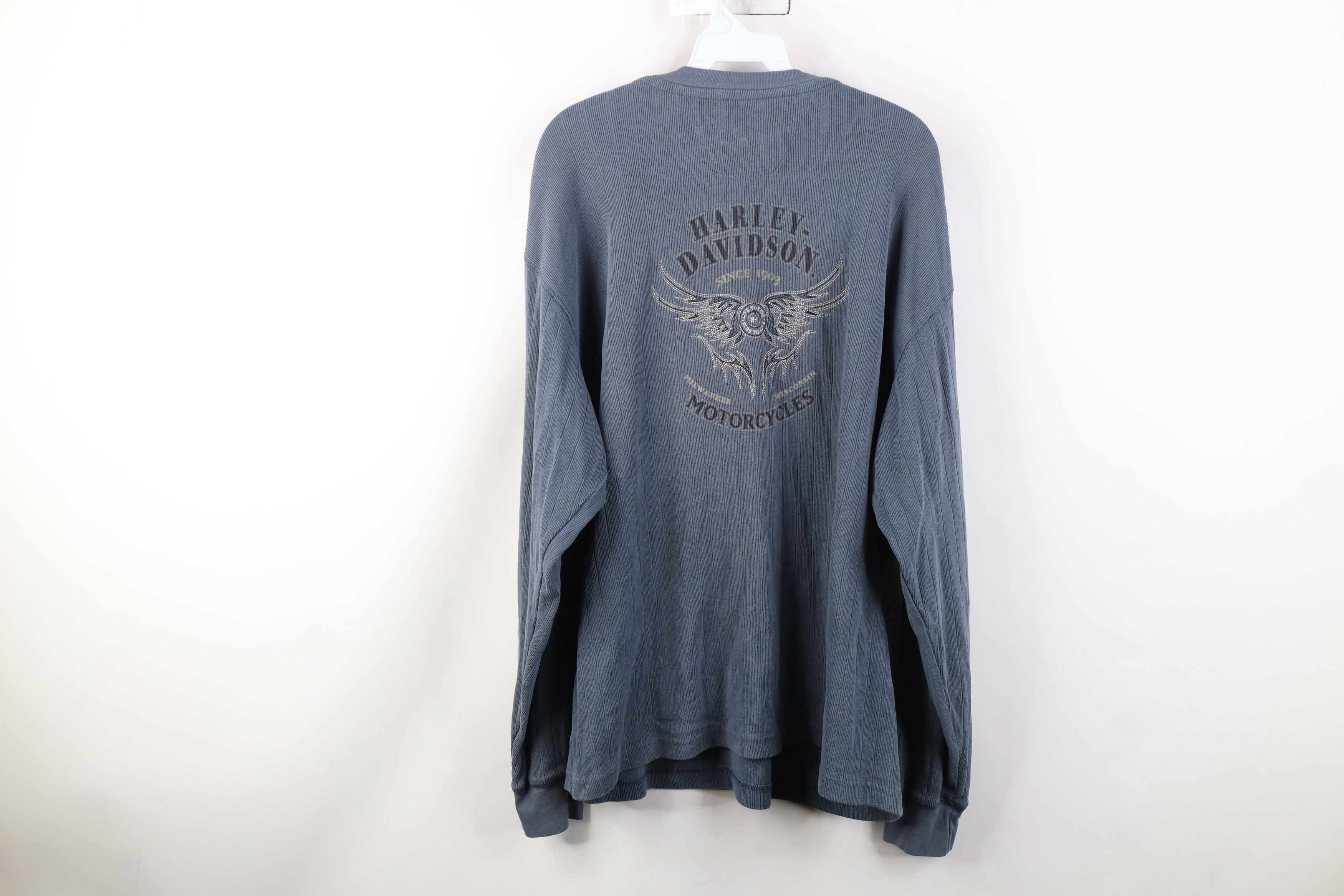 Harley Davidson Vintage 90s Harley Davidson Knit Long Sleeve Henley T-Shirt Size US XL / EU 56 / 4 - 12 Thumbnail