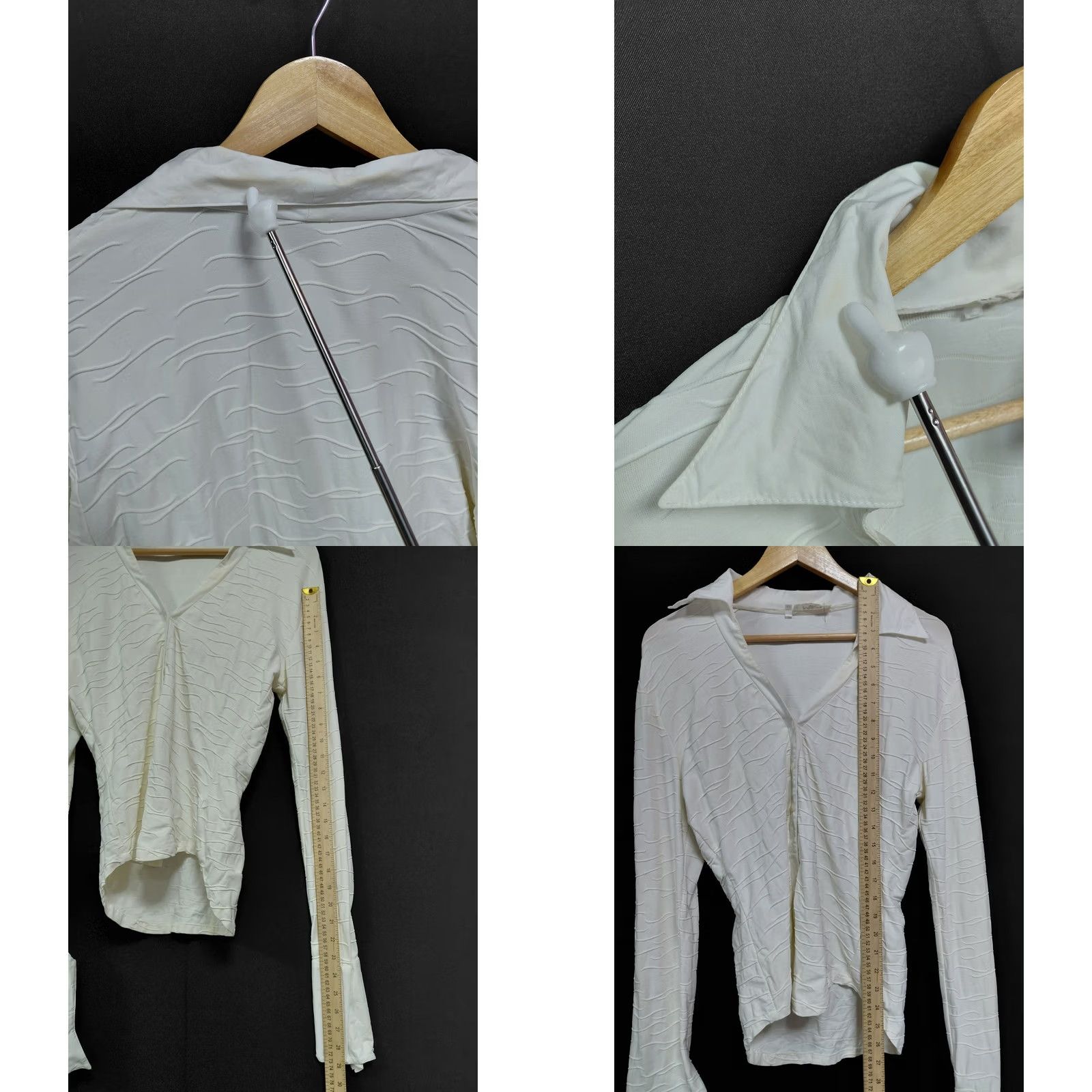 Vintage Rayure Paris Made in France Heather White Long Sleeve Top Textured Knit Size 42 Size M / US 6-8 / IT 42-44 - 8 Thumbnail