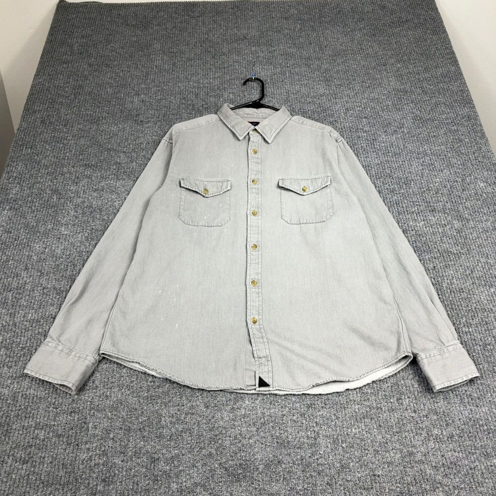 UNTUCKit UNTUCKit Button-Up Mens XL Grey Long Sleeve Cotton Twill Utility Workwear Size US XL / EU 56 / 4 - 4 Thumbnail