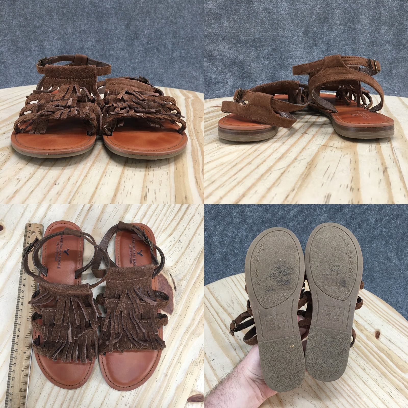 American Eagle Outfitters American Eagle Outfitters Sandals Gladiator Womens 8 Fringe Strappy Brown Flats Size US 8 / IT 38 - 8 Thumbnail
