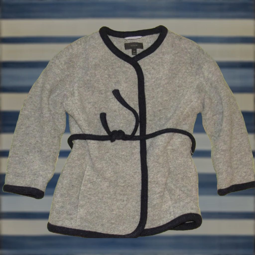 Vintage J CREW Grey Wrap Cardigan Sweater In Boiled Wool XXS Size XXS / US 00 / IT 34 - 1 Thumbnail