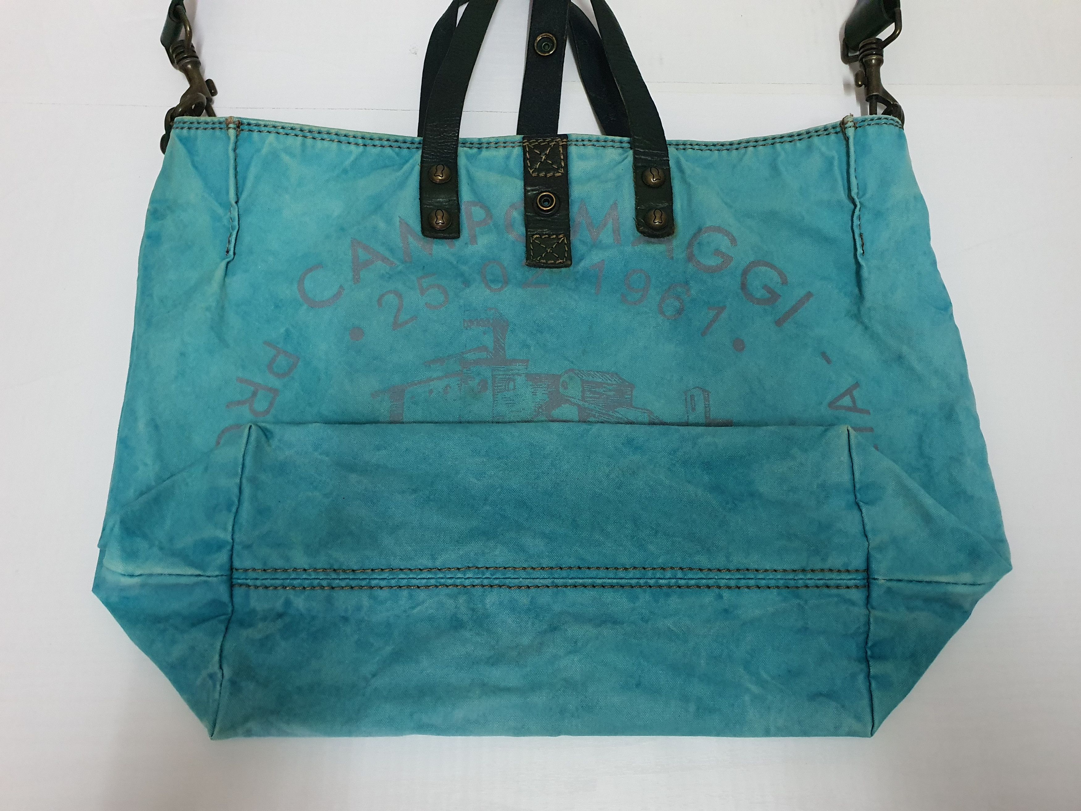 Other CAMPOMAGGI Ocean Blue Canvas Leather Bag ITALY Size ONE SIZE - 17 Thumbnail
