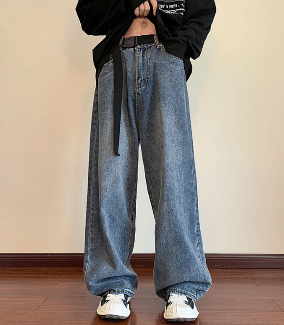 Japanese Brand Men's retro belt jeans high street loose straight y2k Size US 32 / EU 48 - 1 Thumbnail