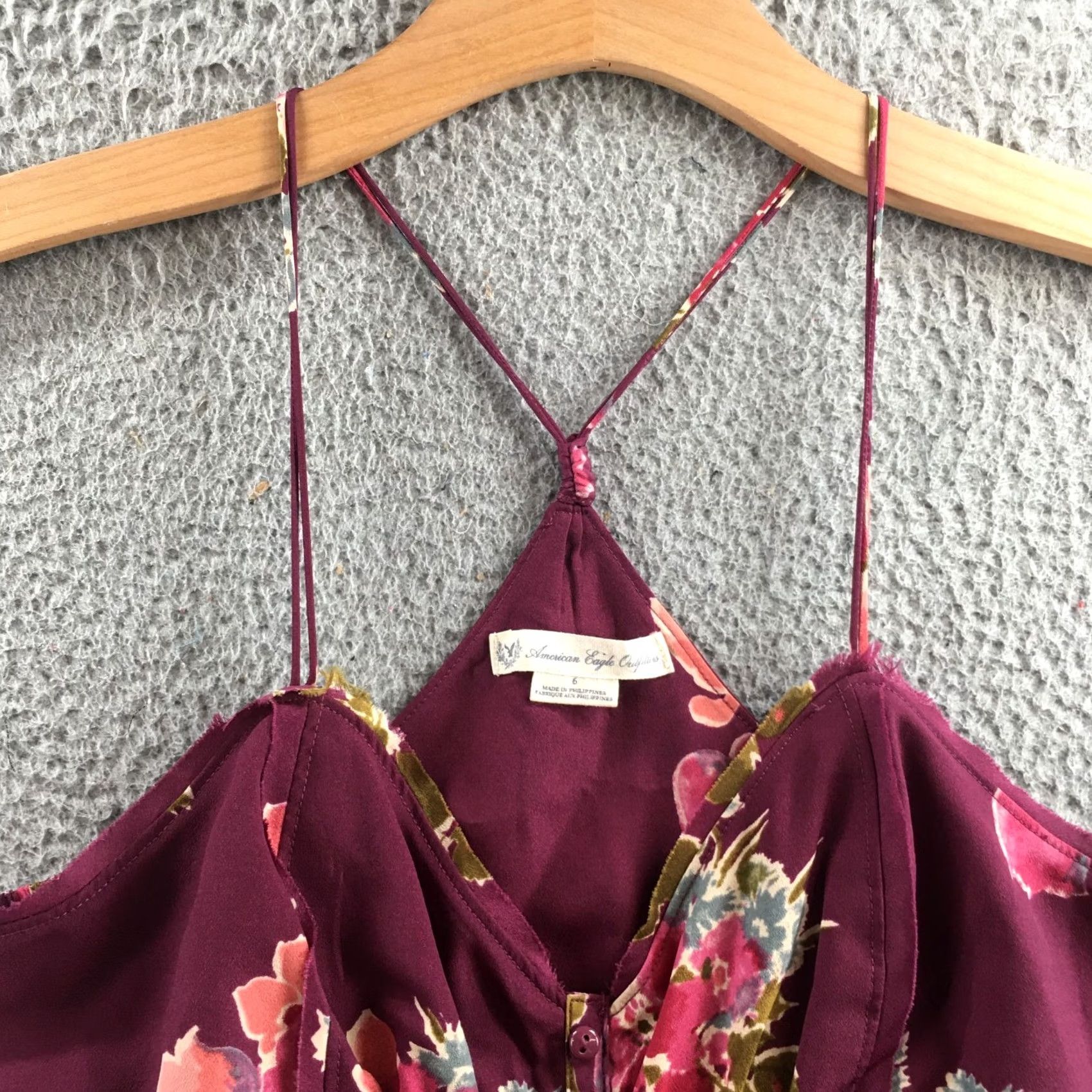 American Eagle Outfitters American Eagle Outfitters Dress Womens 6 Purple Floral Print A-Line Spaghetti Strap Sleeveless Casual Fit & Flare Knee Length Ladies Size M / US 6-8 / IT 42-44 - 3 Thumbnail