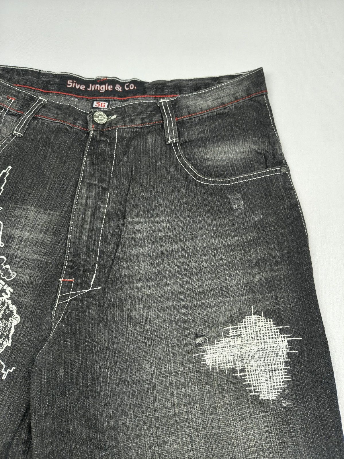 Southpole Five Jungle & Co Graphic Denim Shorts Y2K Streetwear (061) Size US 36 / EU 52 - 5 Thumbnail