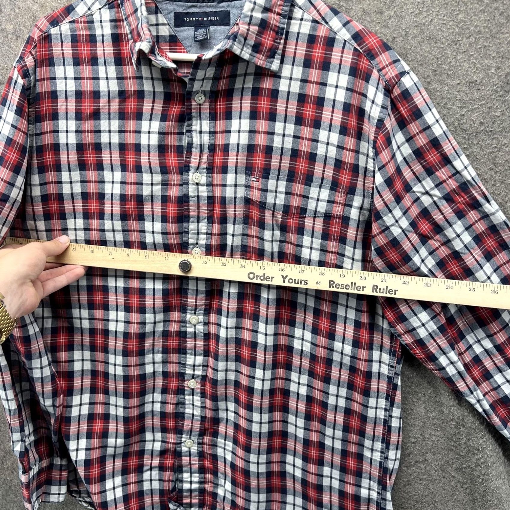 Tommy Hilfiger Tommy Hilfiger Shirt Mens Large Red Blue Plaid Button Front Long Sleeve Cotton Size US L / EU 52-54 / 3 - 4 Thumbnail