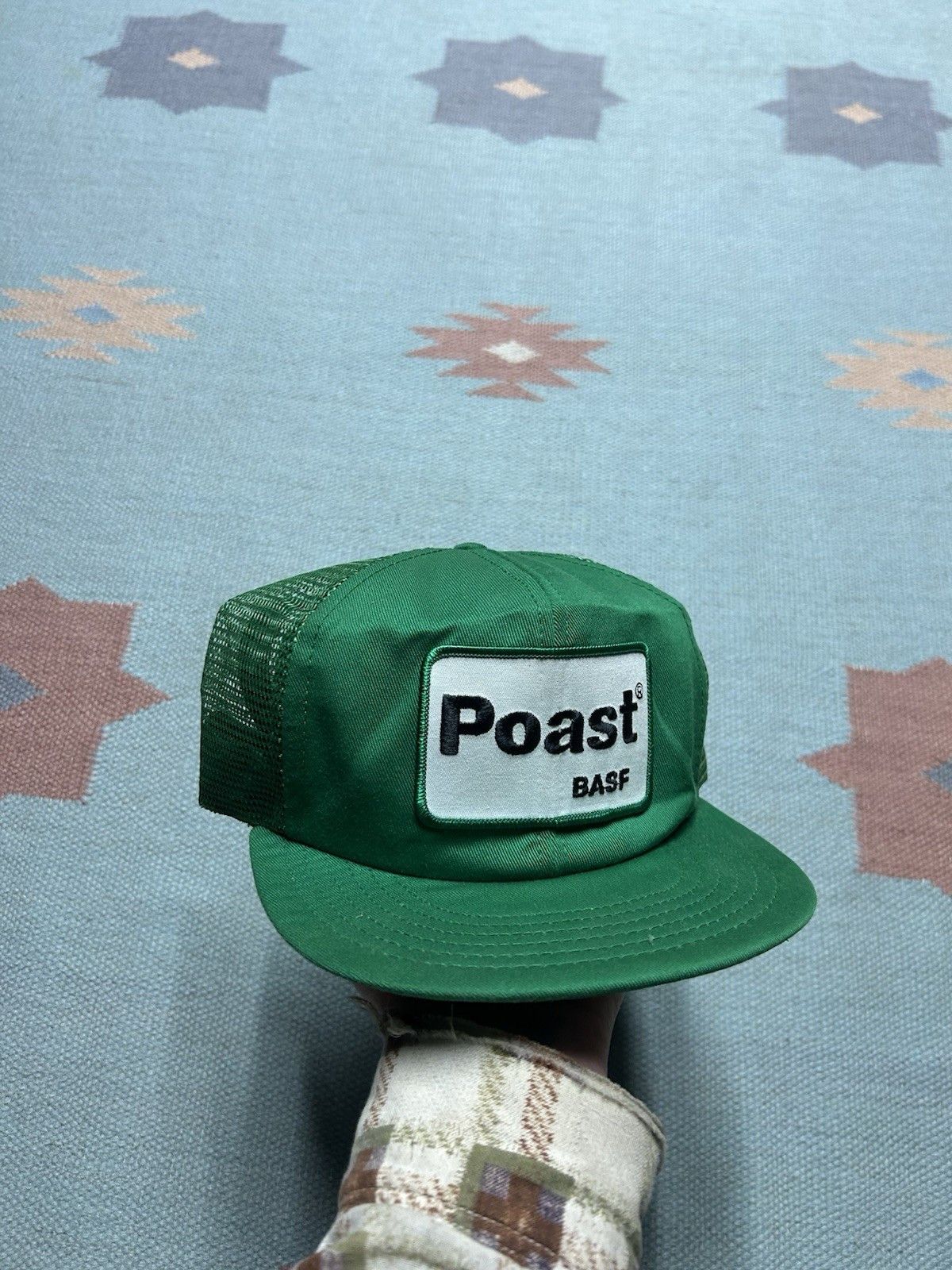 Vintage Vtg 80s trucker hat mesh Poast BASF patch farm feed snapback Size ONE SIZE - 1 Thumbnail