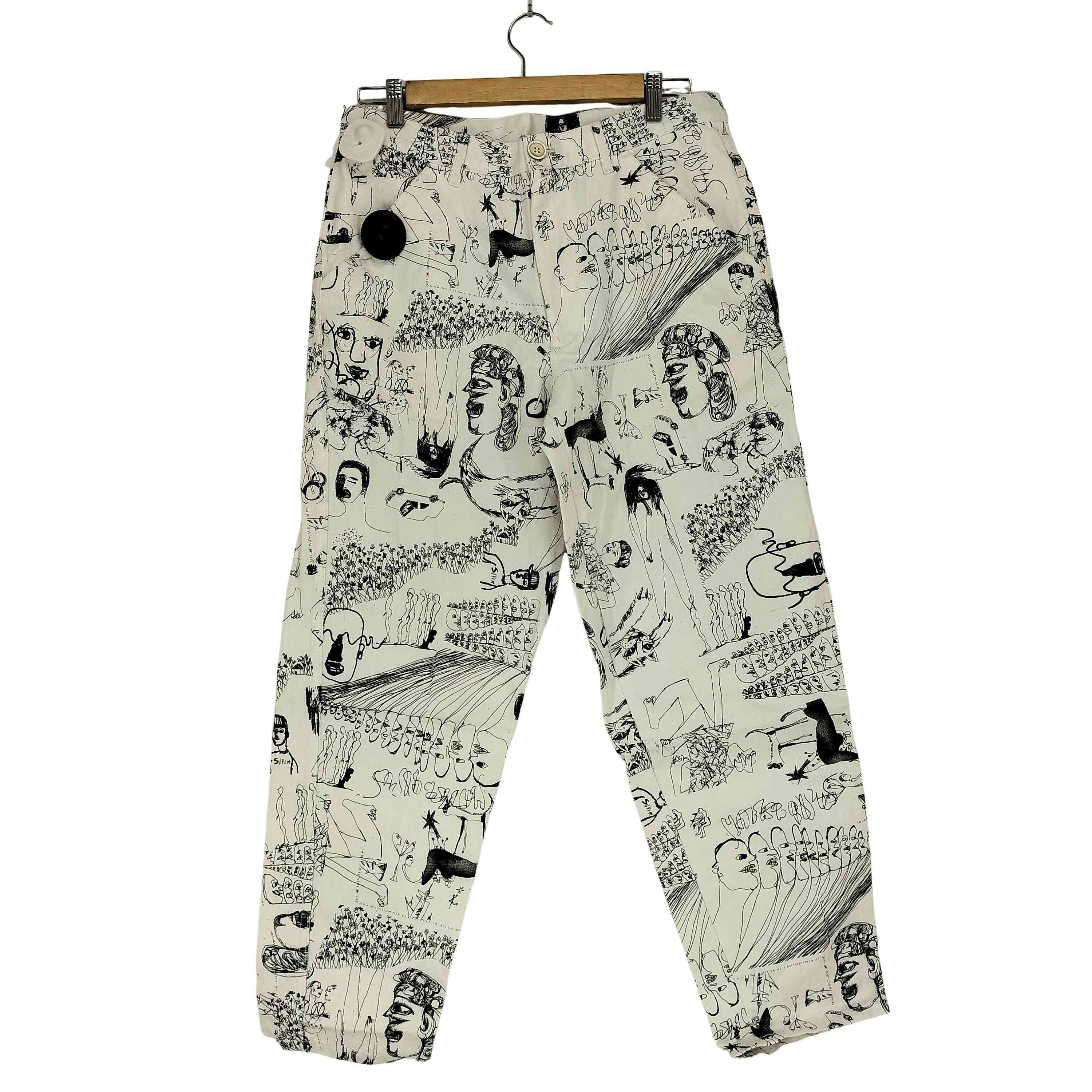 Comme des Garcons SHIRT Cropped Pants Overall Pattern Cotton White Size US 31 - 1 Thumbnail