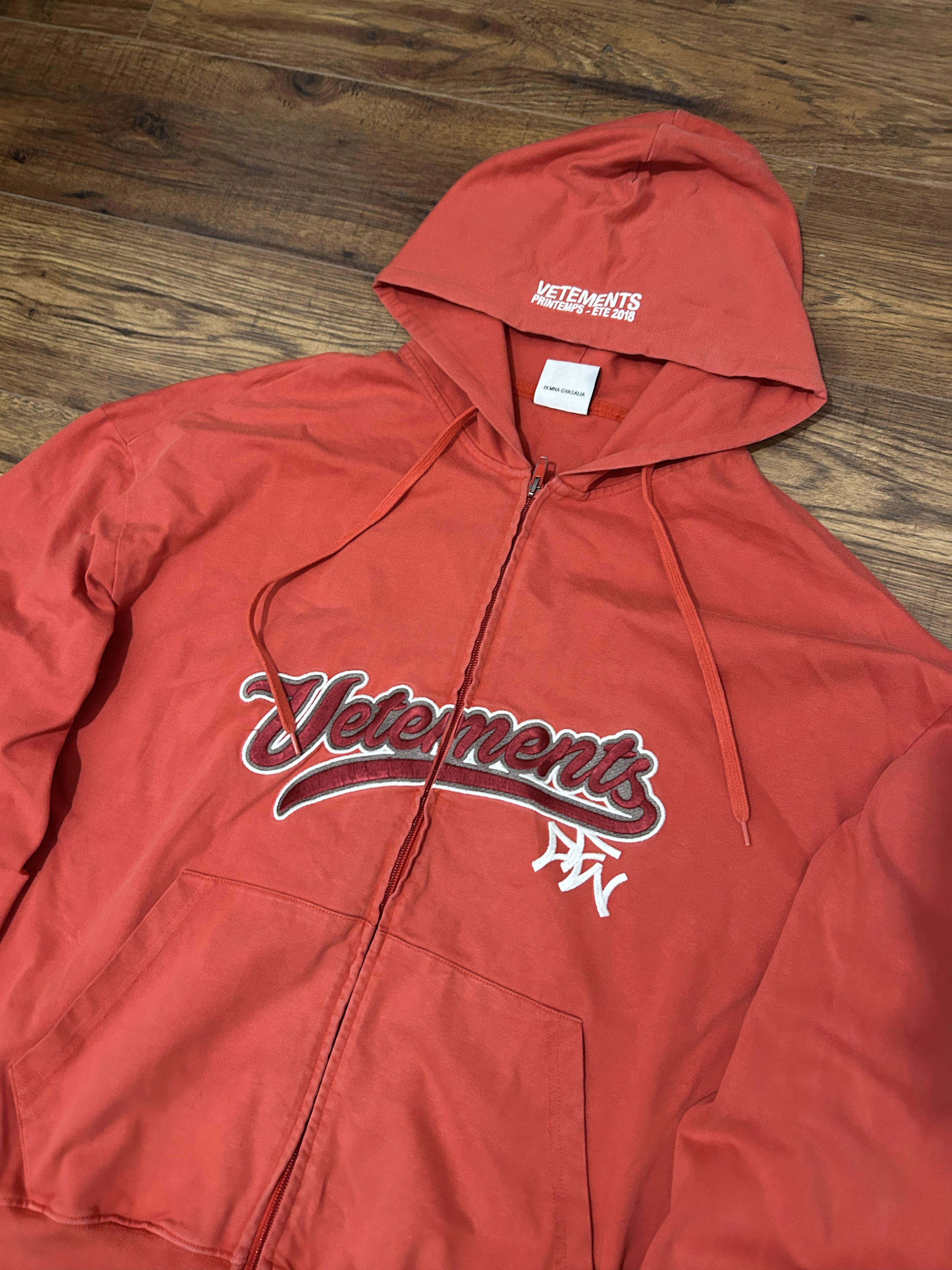 Vetements ss18 Bro Baseball Oversized Zip Up Hoodie
