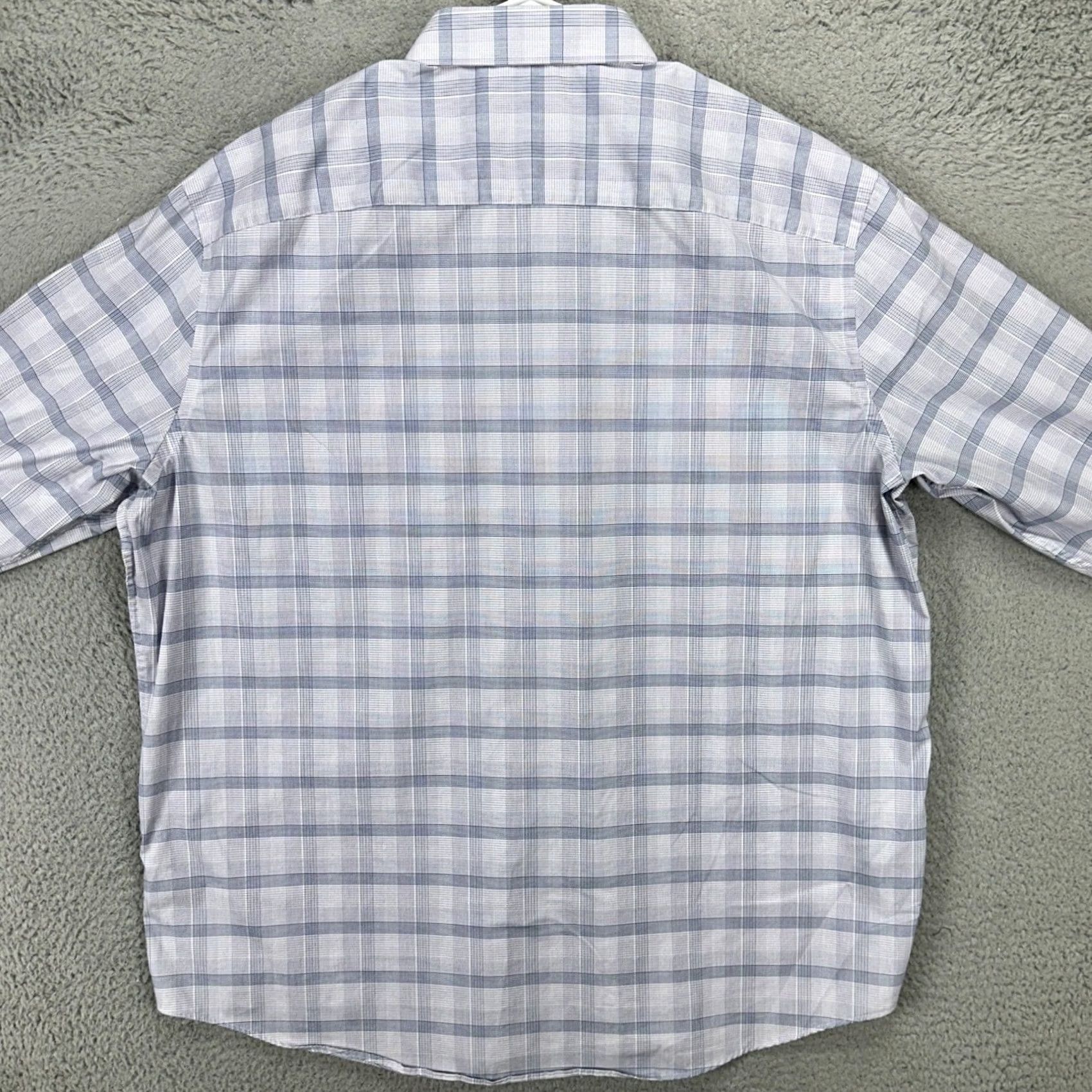 Calvin Klein Calvin Klein Shirt Dress Mens 2XL Purple Blue Plaid Soft Stretch Size 48R - 2 Thumbnail