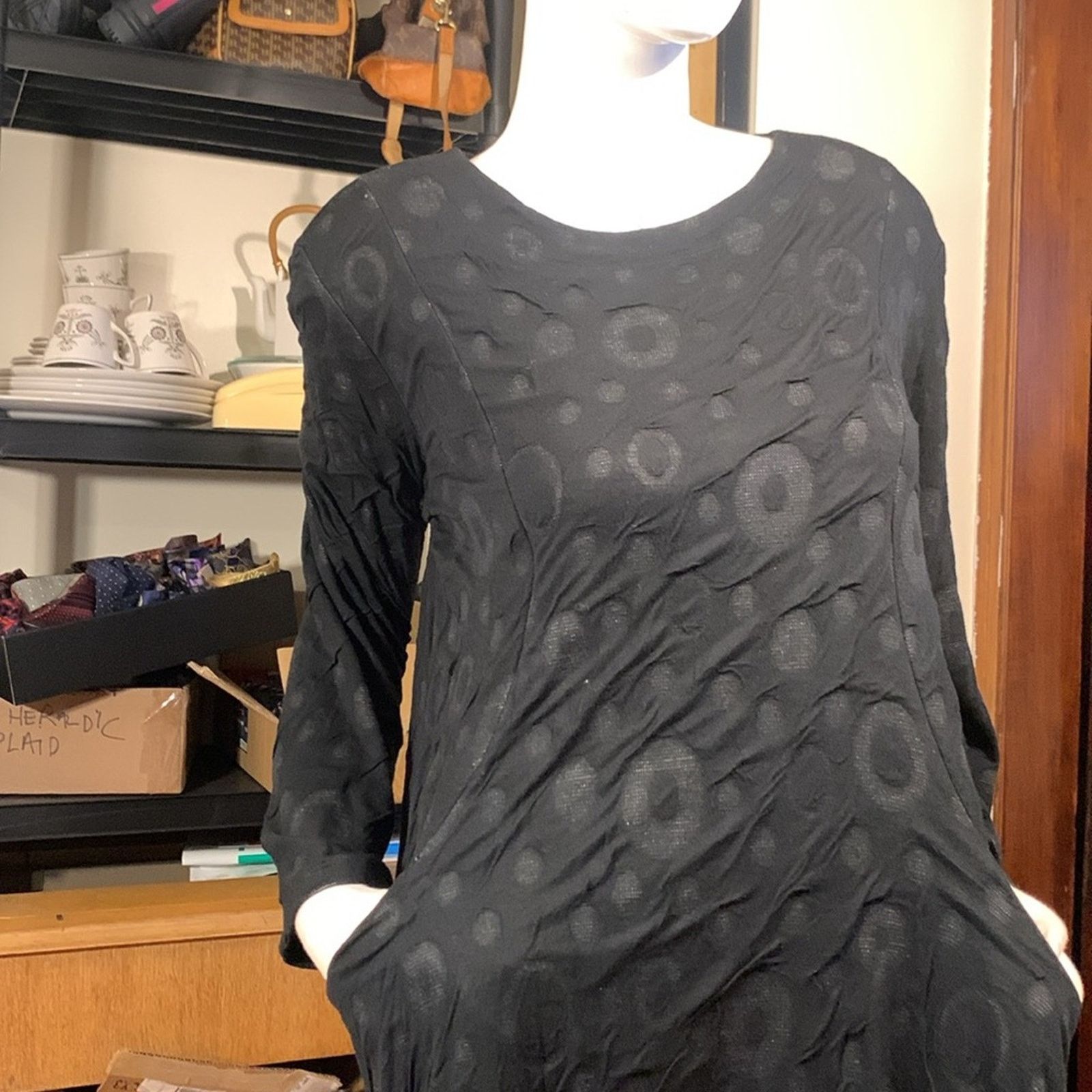 Niche Niche Nilgun Derman black dot knit bubble hem long dress Size M / US 6-8 / IT 42-44 - 3 Thumbnail