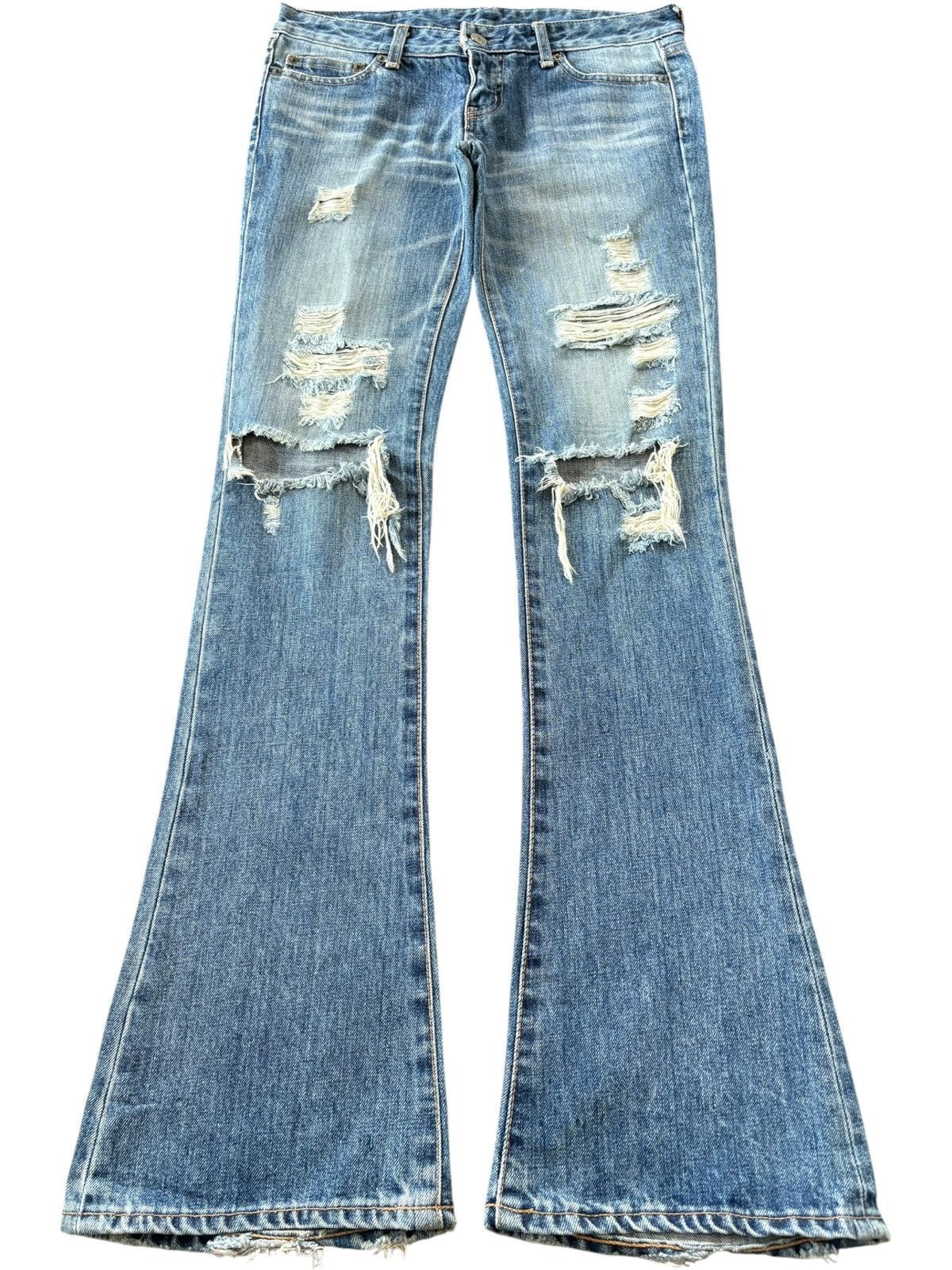 Vintage Japanese Moussy Distress Low Rise Flare Jeans