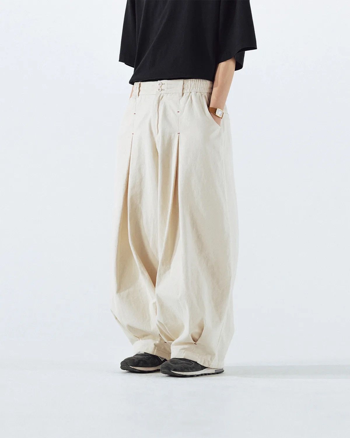 Yohji Yamamoto Costes one tuck twill balloon pants Size US 35 - 3 Thumbnail