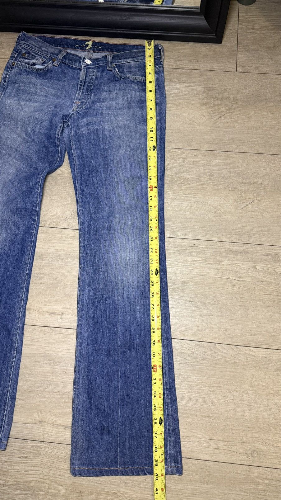 7 For All Mankind 2000s 7 For All Mankind Pinstripe Bootcut Flared Denim Jeans Size 28" / US 6 / IT 42 - 5 Thumbnail