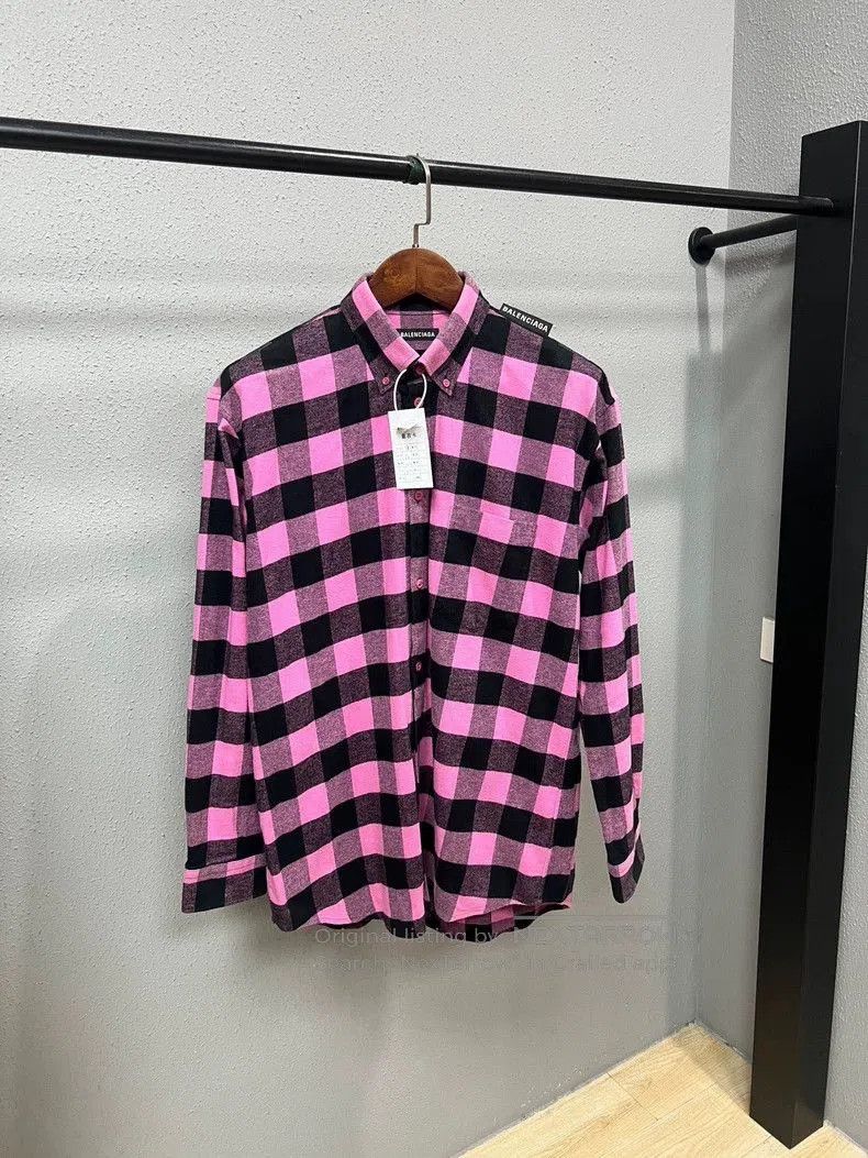Balenciaga Balenciaga Pink Plaid Flannel Shirt. Size US S / EU 44-46 / 1 - 1 Thumbnail
