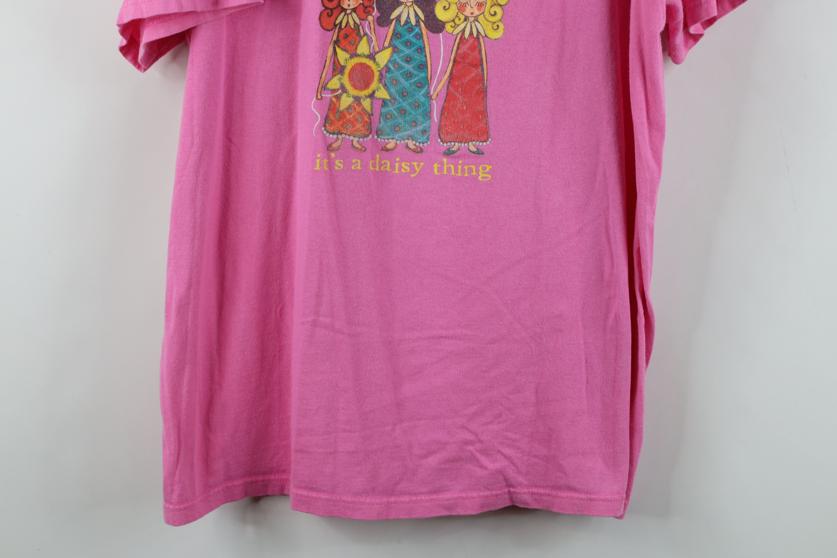 Vintage Vintage Y2K Yellow Daisy Festival Flower T-Shirt Pink Size XXL / US 16-18 / IT 52-54 - 3 Thumbnail