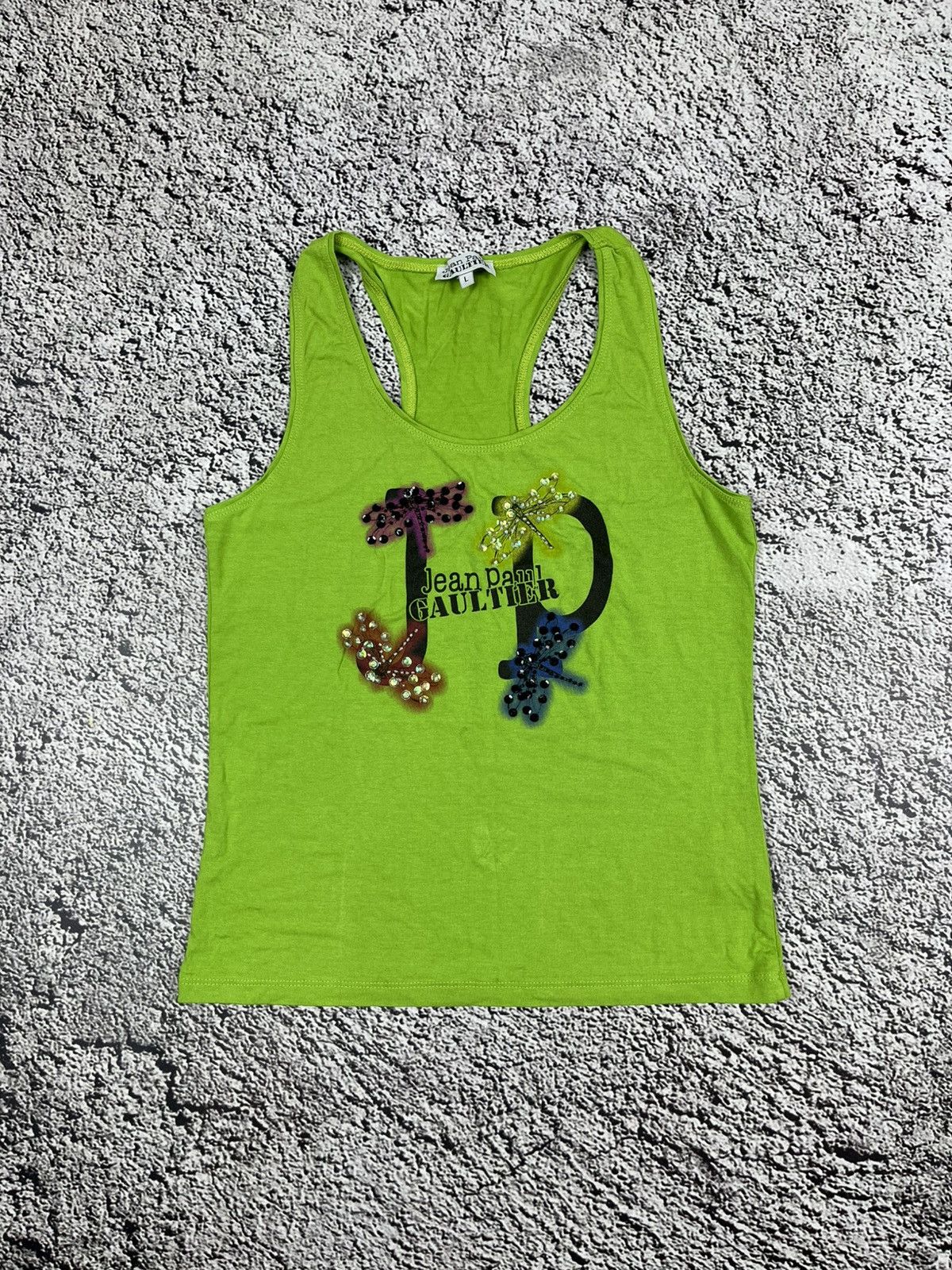 Vintage 90s Jean Paul Gaultier logo stones dragonfly size L