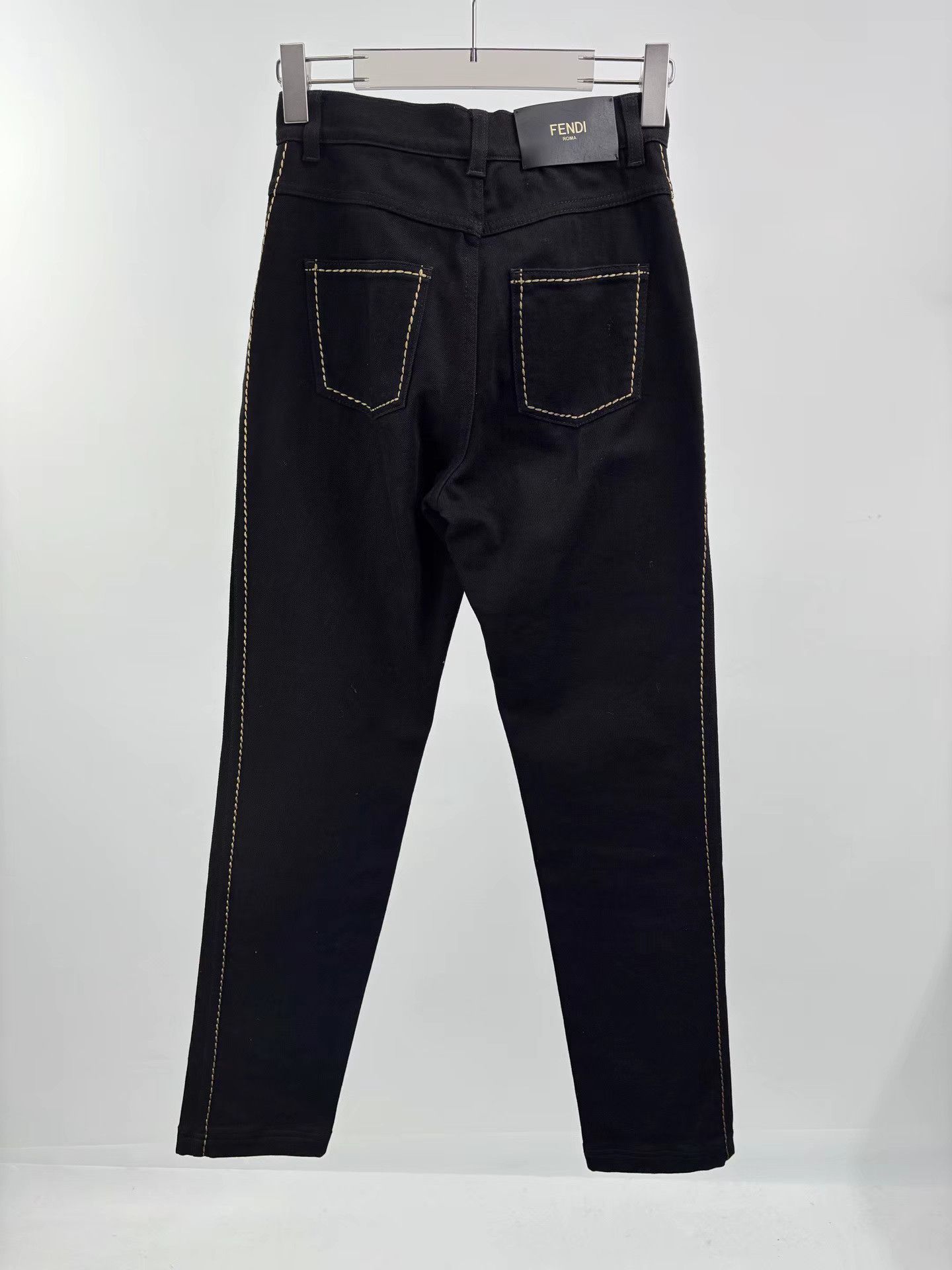 Fendi FENDI Gold Stitch Back Leather Patch Jeans Size US 40 / EU 56 - 2 Thumbnail