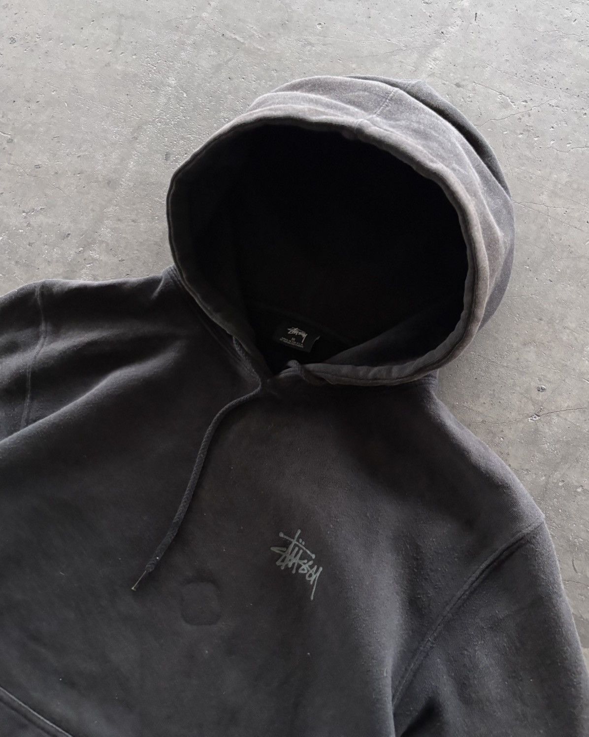 Stussy 2000s Stussy Basic Faded Black Hoodie Size US M / EU 48-50 / 2 - 2 Thumbnail