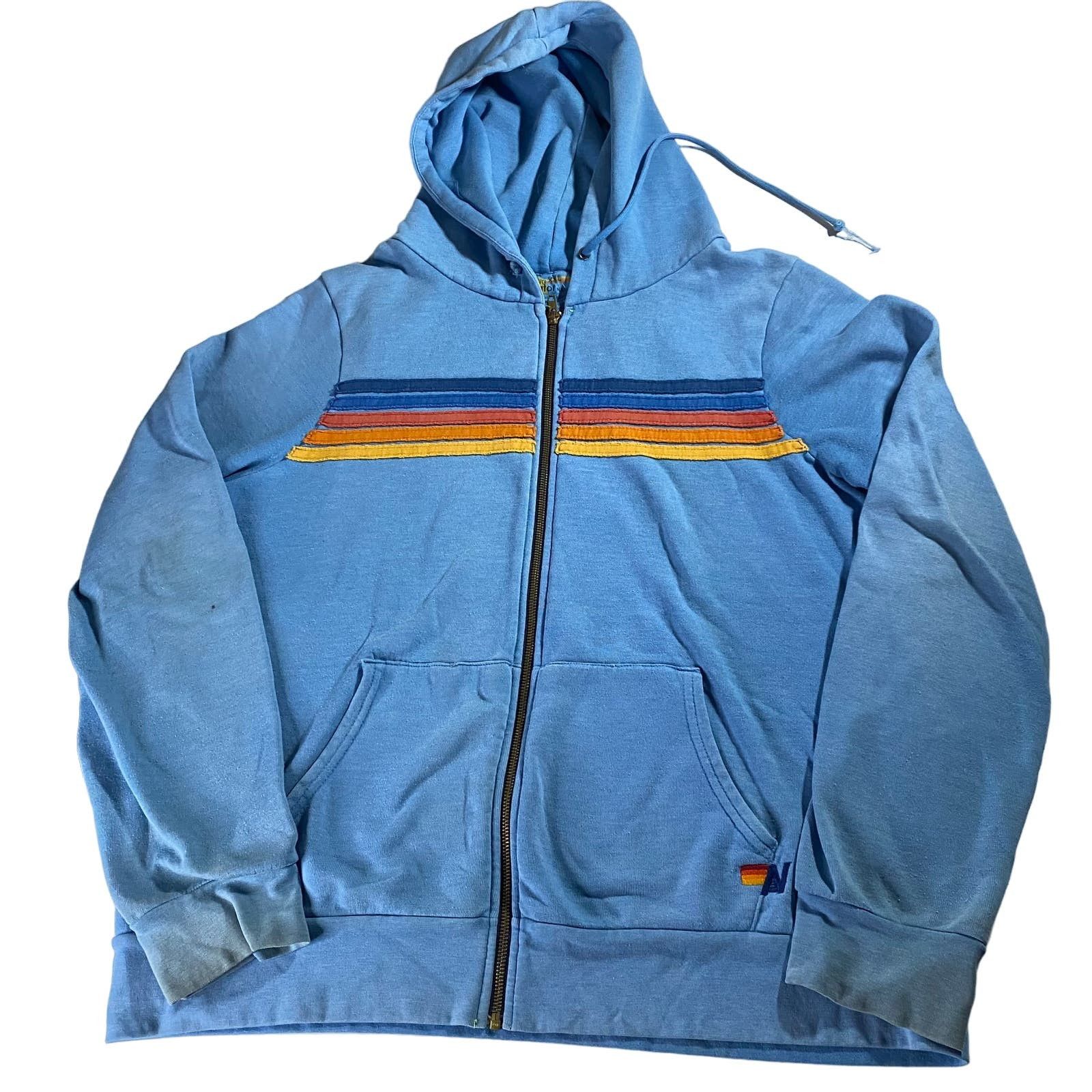 image of Aviator Nation Full Zip Sweater Hoodie Men's in Blue (Size 2XL)