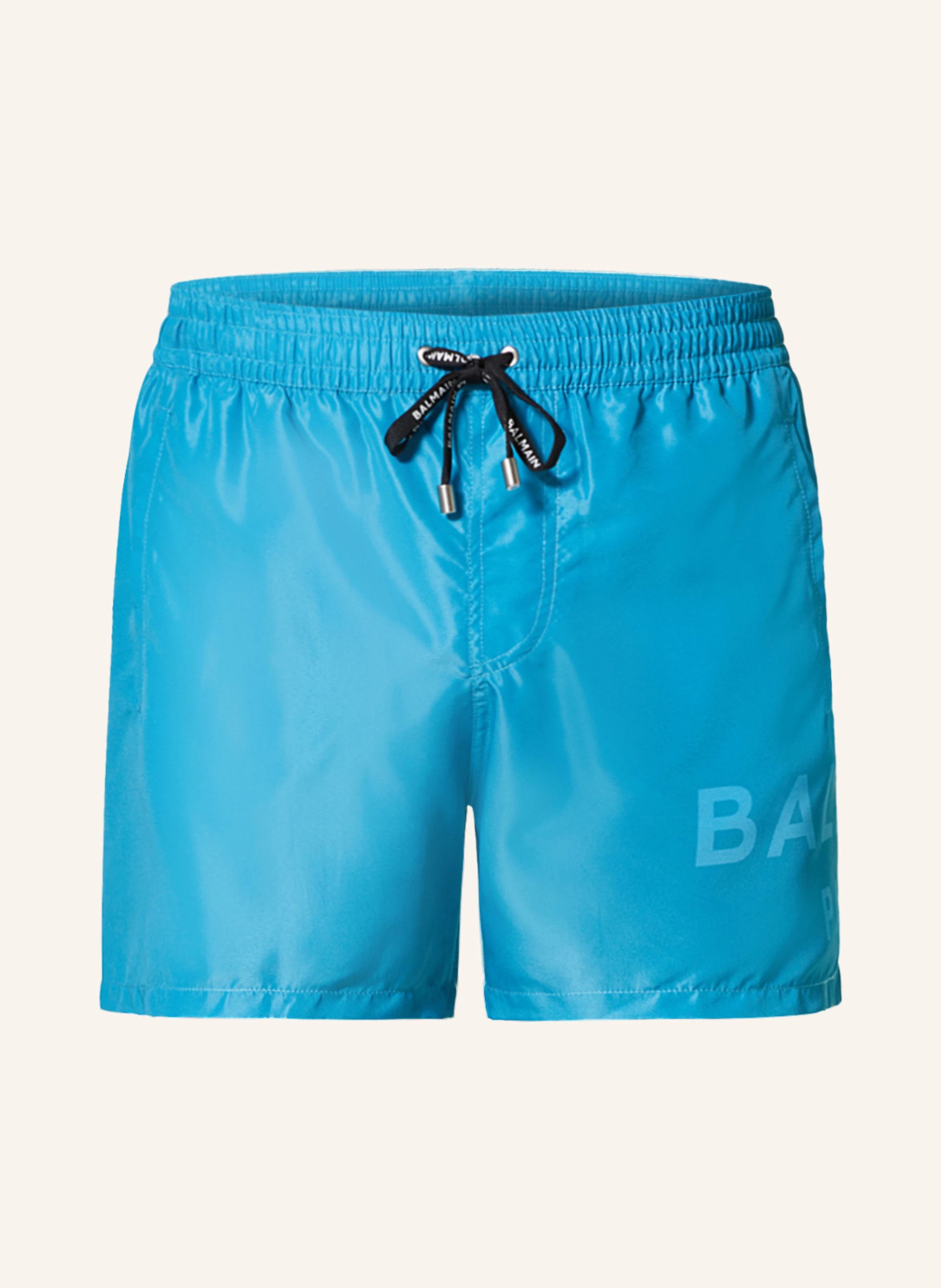 Balmain BALMAIN blue basic logo print swim shorts trunks Large Size US 34 / EU 50 - 1 Thumbnail