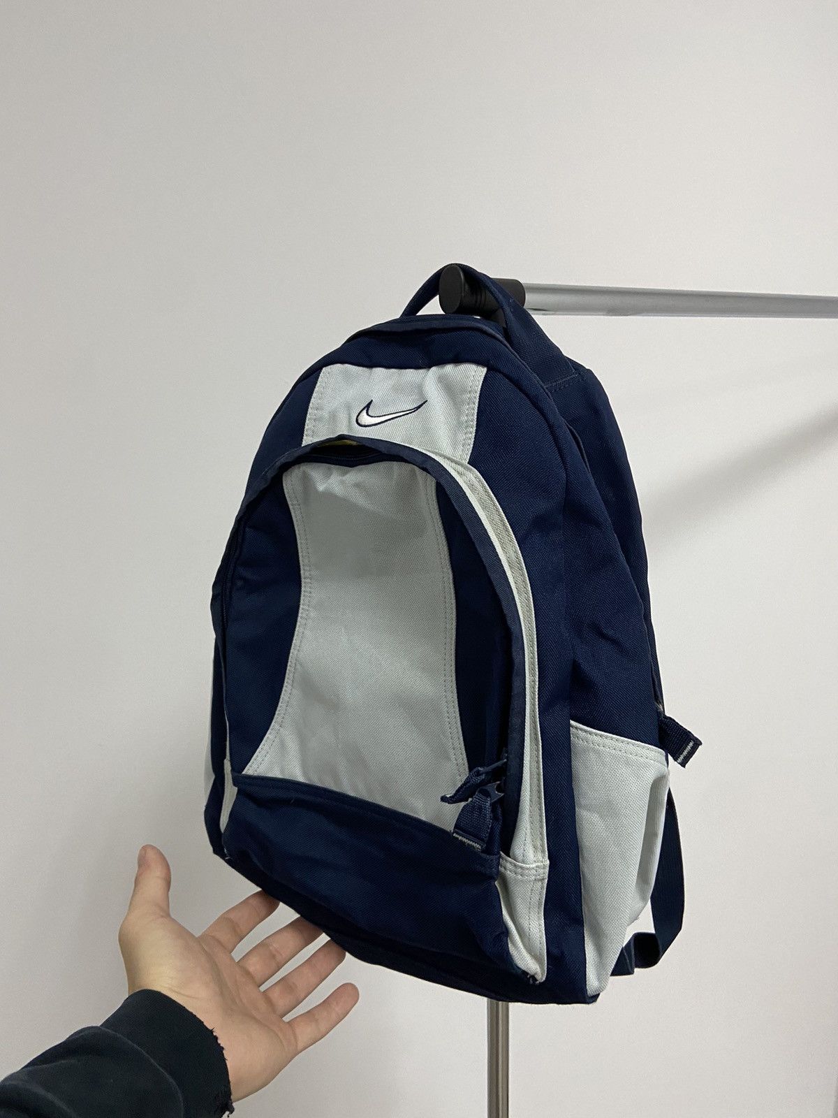Pre-owned Nike X Vintage Nike Backpack Bag Vintage Small Swoosh Logo 90's Style In Blue/white