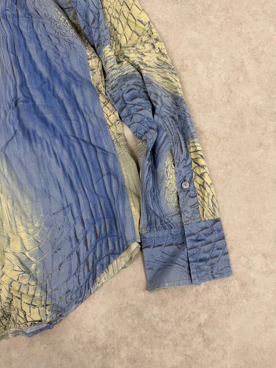 Just Cavalli SS2002 Cavalli Blue & Beige Crocodile Effect Shirt Size US L / EU 52-54 / 3 - 9 Thumbnail
