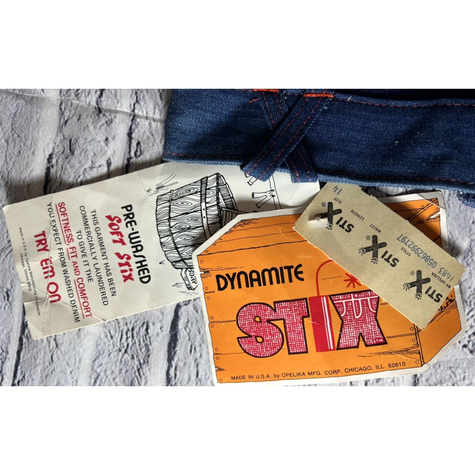 Vintage VINTAGE 70s DYNAMITE STIX Denim Jeans Blue 14 Medium Mens Size 36" / US 14 / IT 50 - 3 Thumbnail