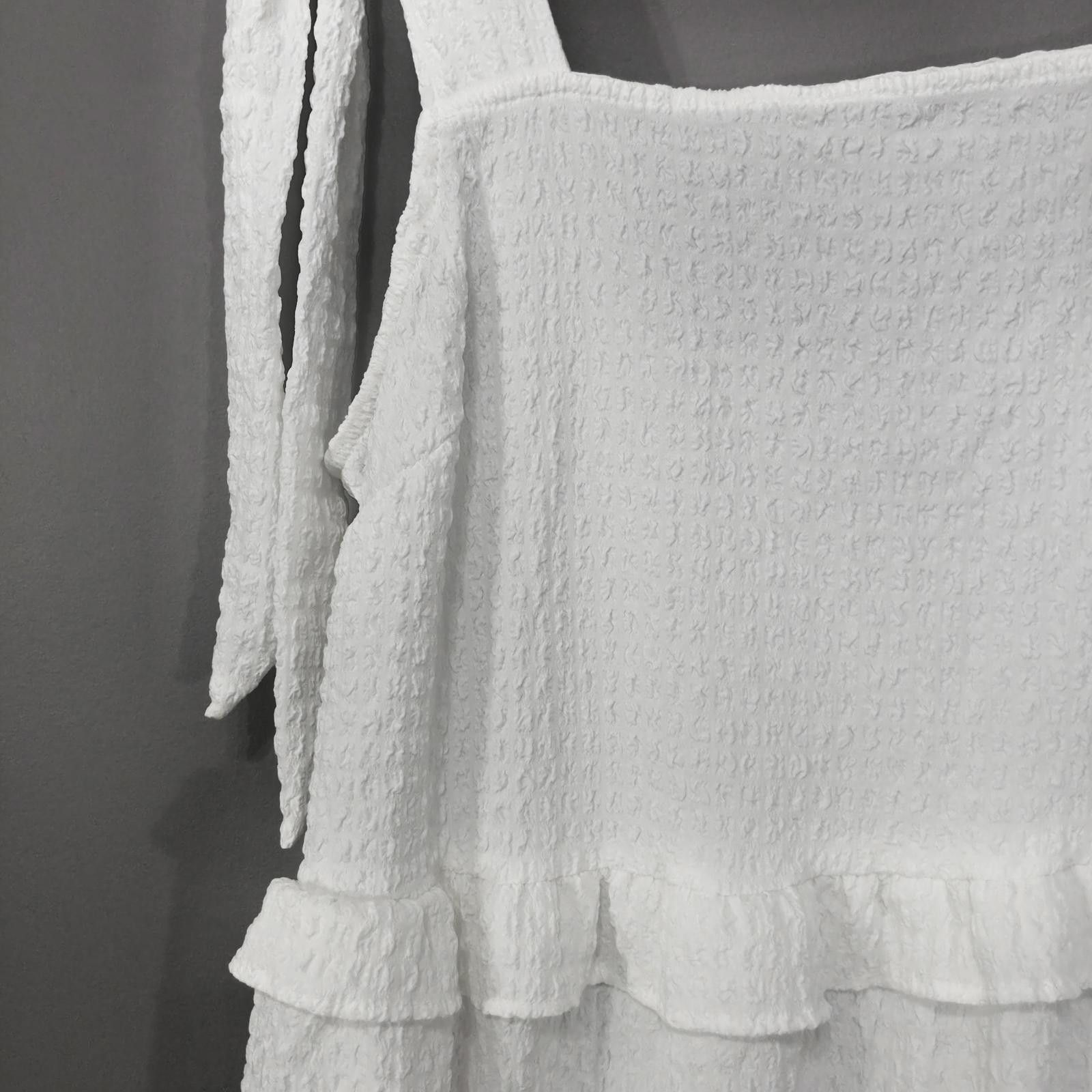 Asos Chic White Ruffled Sundress with Tie Straps Size XS / US 0-2 / IT 36-38 - 6 Thumbnail