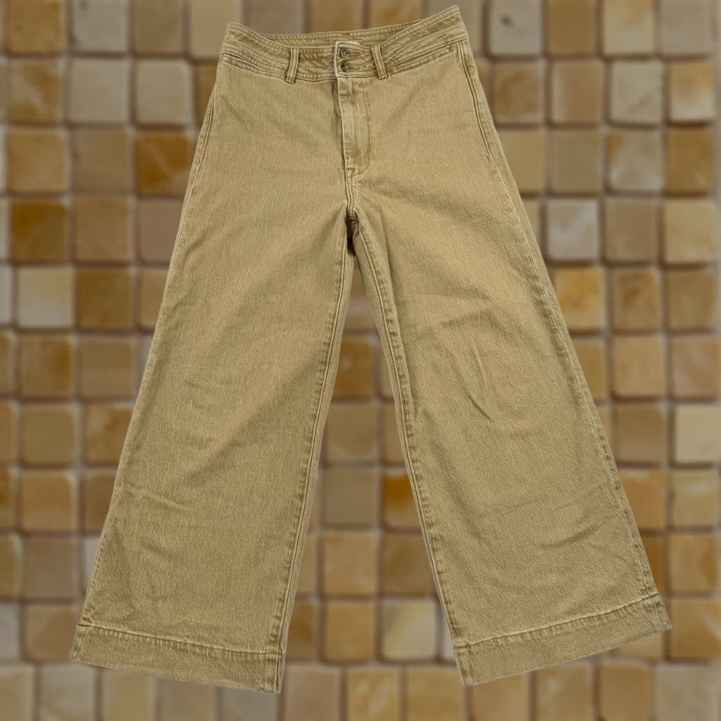 Faherty Faherty Pants Womens 29 Stretch Wide-Leg High Rise Tan Brown Chino Knit Casual Business Travel Regular Size 29 Women Brown Size 29" - 1 Thumbnail