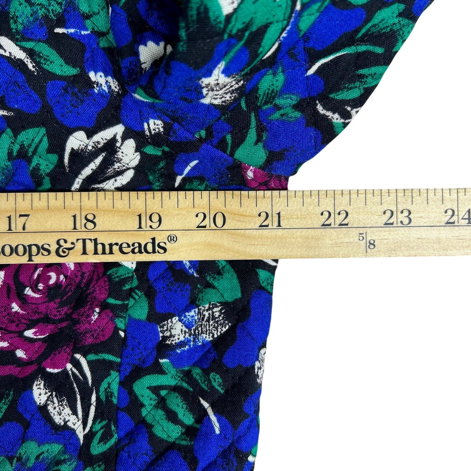 Vintage Vintage 80s Floral Quilted Jacket 16 | Blue Gold Glam Luxe Size XXL / US 16-18 / IT 52-54 - 12 Thumbnail