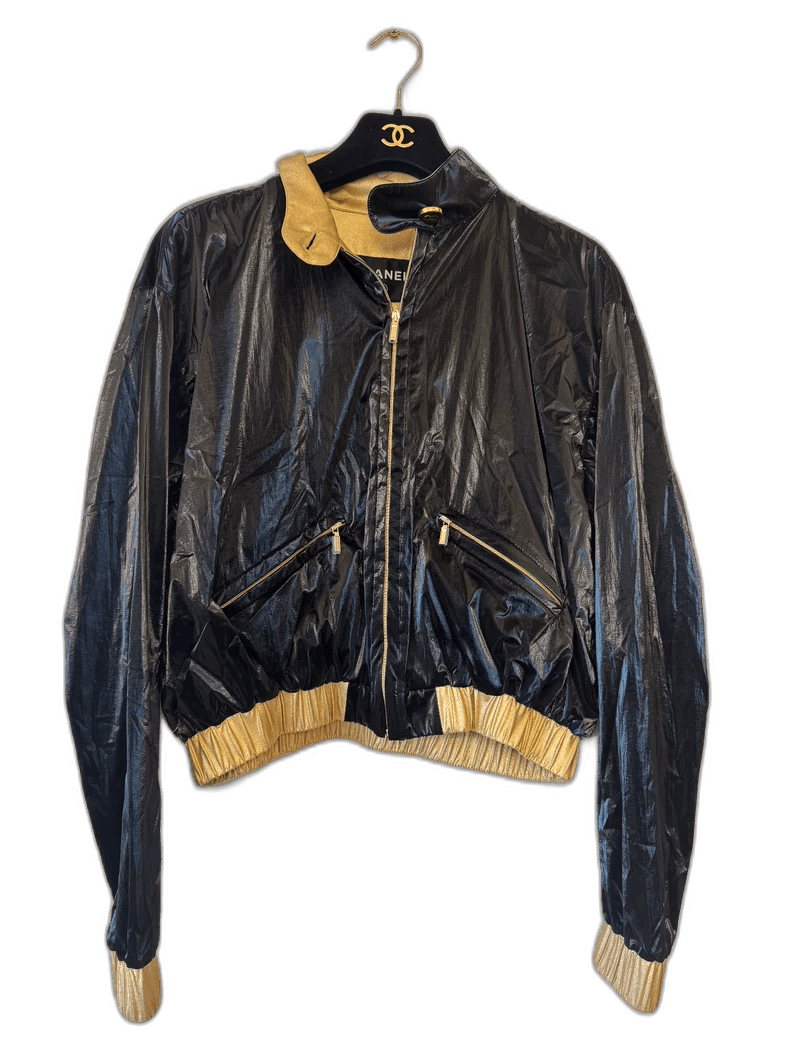 Chanel Chanel Black and Gold Windbreaker Jacket Size S / US 4 / IT 40 - 1 Thumbnail