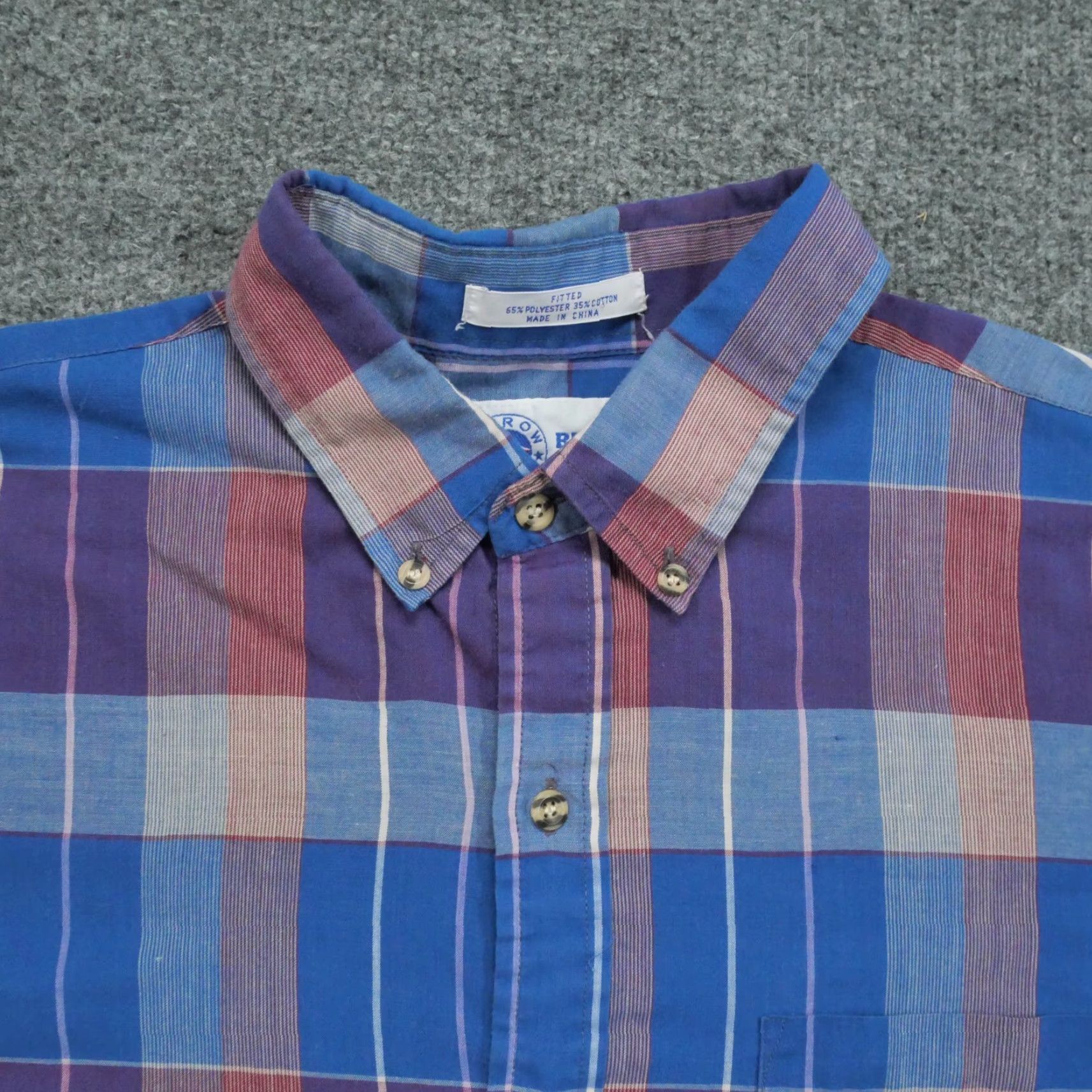 Arrow VINTAGE Arrow Shirt Mens Large Blue Purple Plaid Button-Down Long Sleeve Size US L / EU 52-54 / 3 - 2 Thumbnail