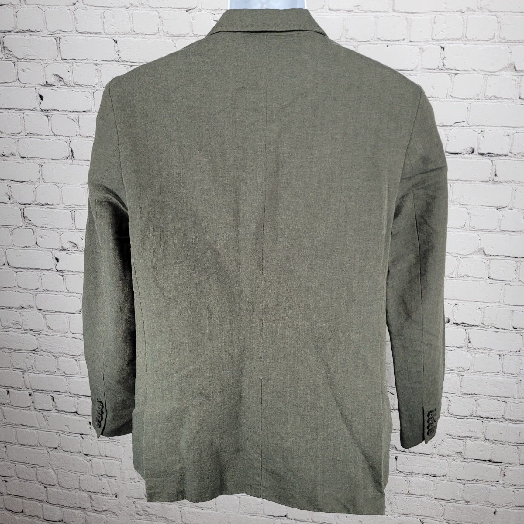 Vintage Structure Green Slim Fit 2 Button Peak Blazer Sport Coat Medium M Size 40R - 2 Thumbnail