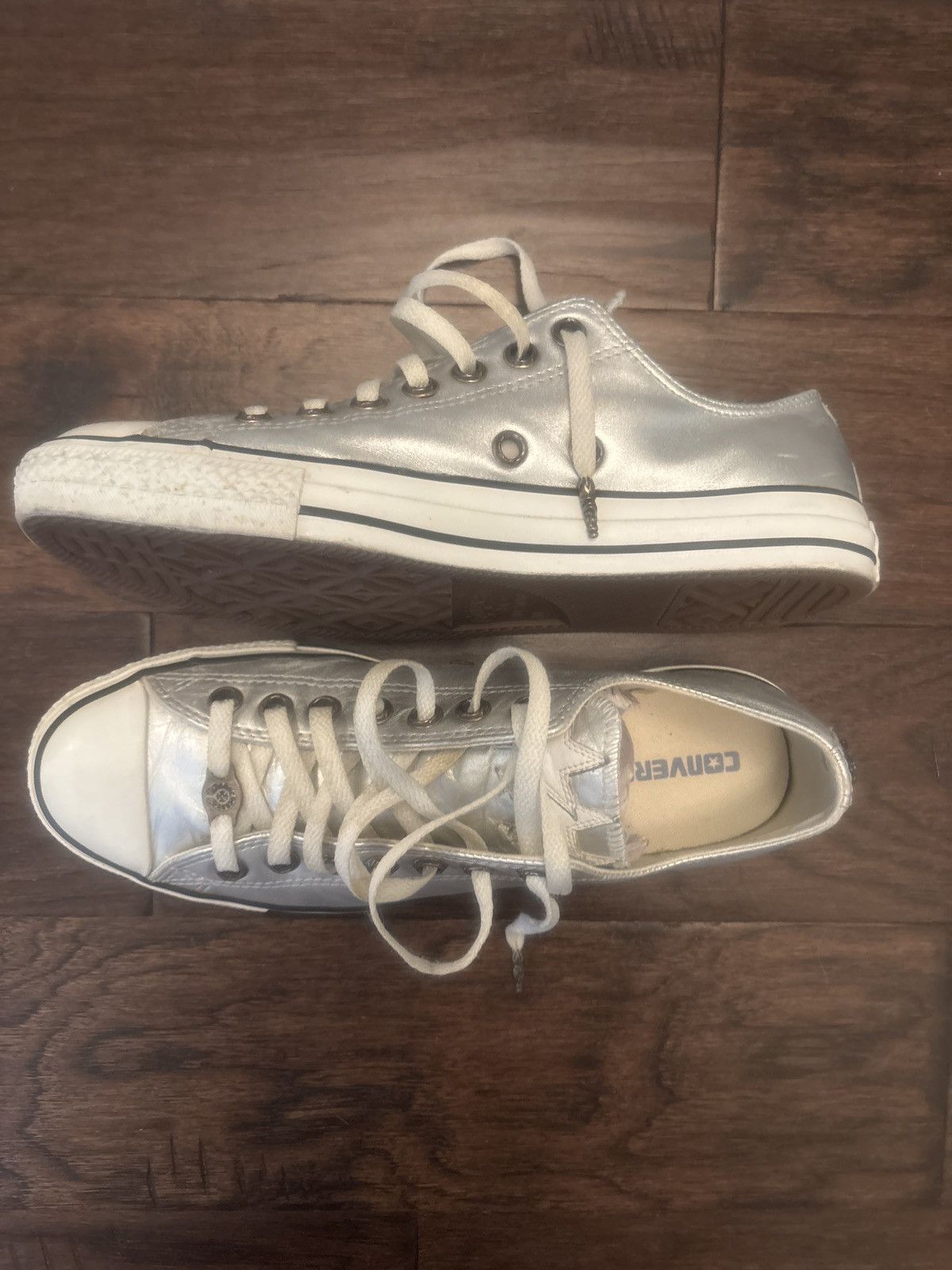 Chrome Hearts Chrome Hearts Converse Low Top Metallic Silver Sneakers Size US 10 / EU 43 - 5 Thumbnail