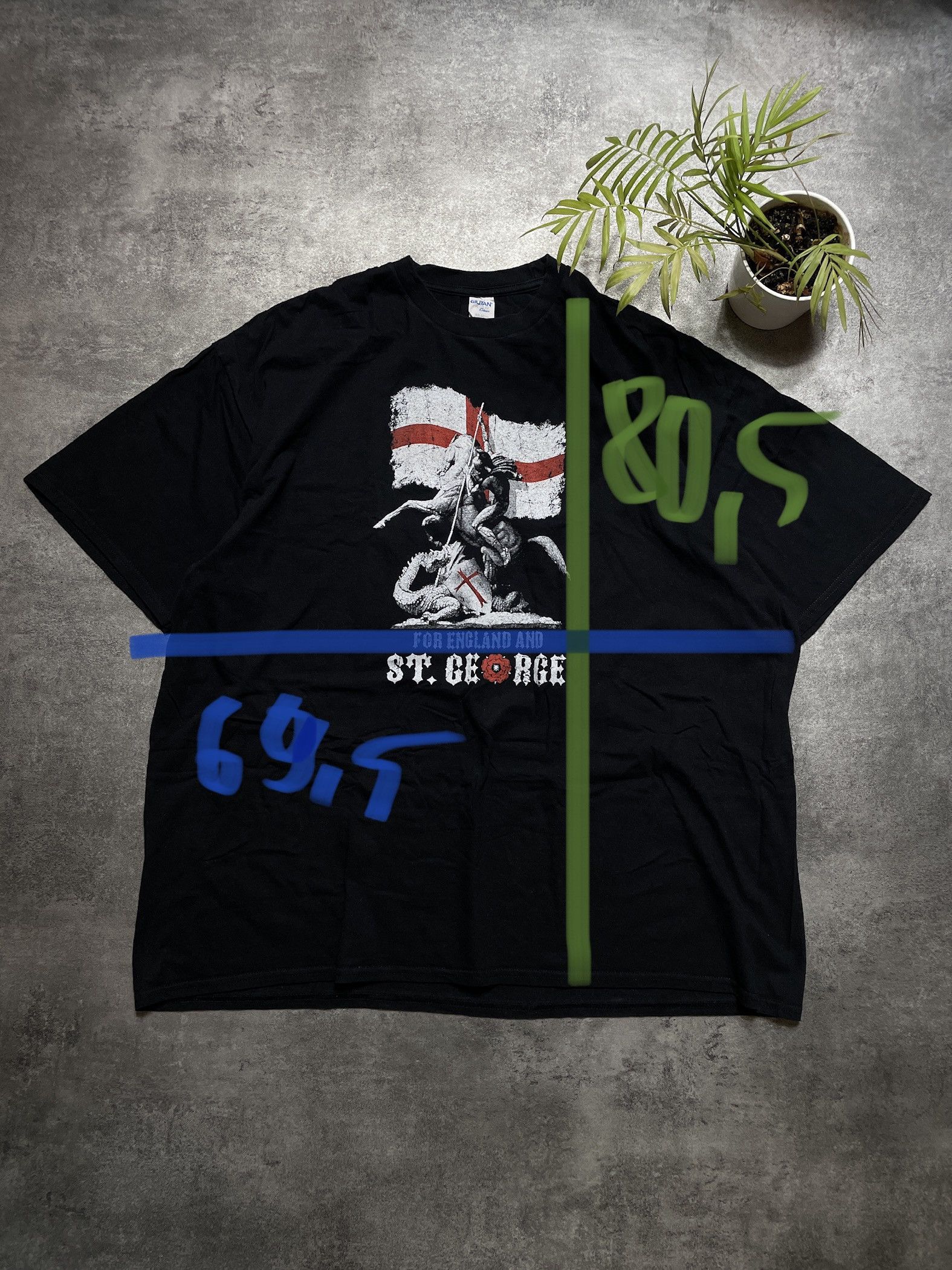 Gildan New England Tee Warrior St. George Big Logo Patriotic Boxy Size US XXL / EU 58 / 5 - 8 Thumbnail