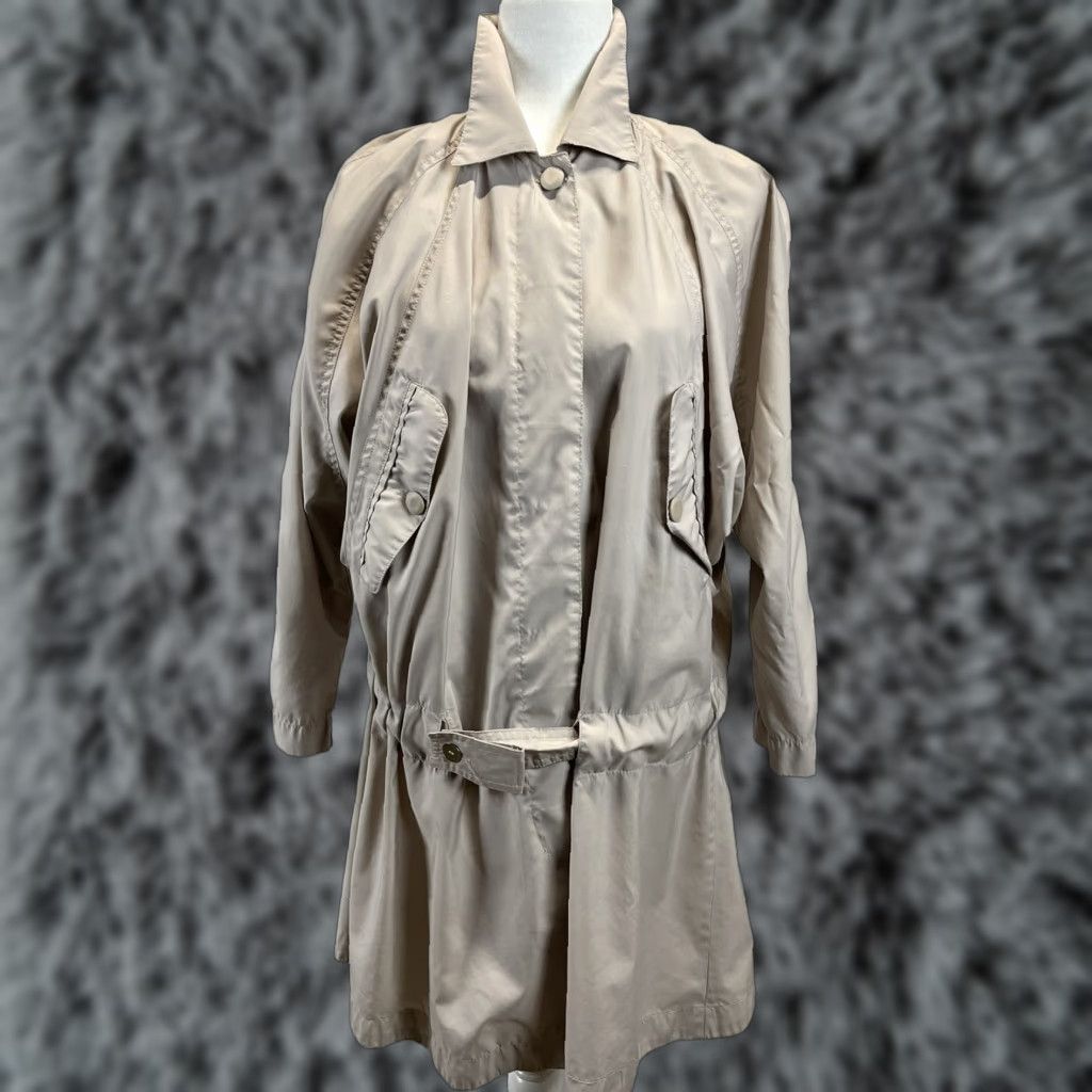 VINTAGE Erestina Cerini News Rain Coat WOMEN Sz 40 Regular Tan 80s Made in Italy RARE GUC Coat
