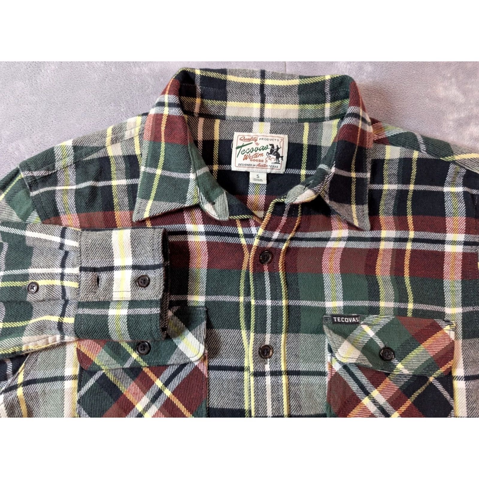Tecovas Tecovas Western Multicolor Plaid Button Up Cotton Flannel Shirt Men Small Size US S / EU 44-46 / 1 - 2 Thumbnail
