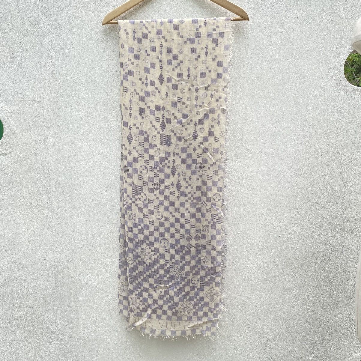 Louis Vuitton LOUIS VUITTON Lavender Checkered Blossom Scarf Size ONE SIZE - 15 Thumbnail