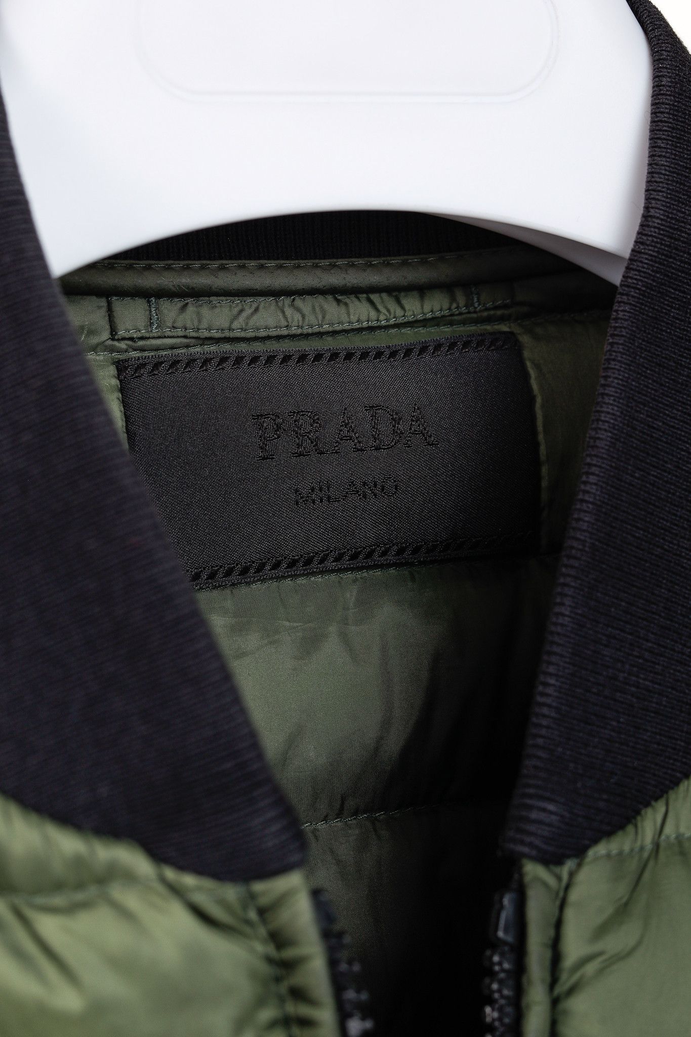 Prada Green Quilted Down Bomber Jacket