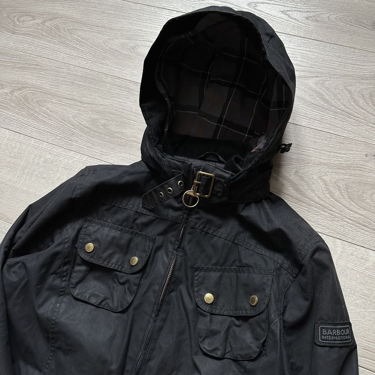 Barbour International Parka Wax Cotton Jacket Womens Size:14