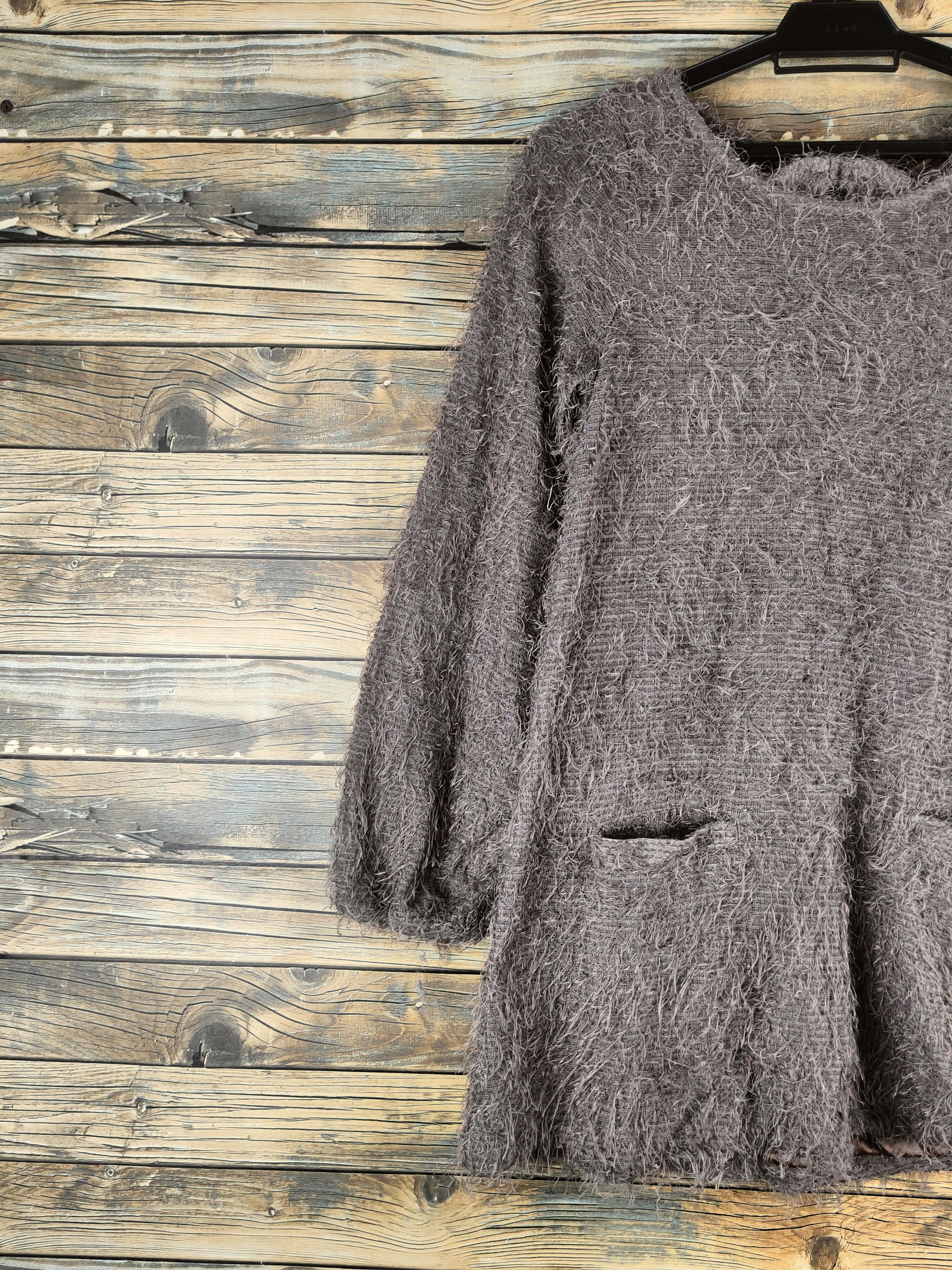 Japanese Brand DL Apple Butter Brown Fur Mohair Knitwear #46-463 Size S / US 4 / IT 40 - 3 Thumbnail