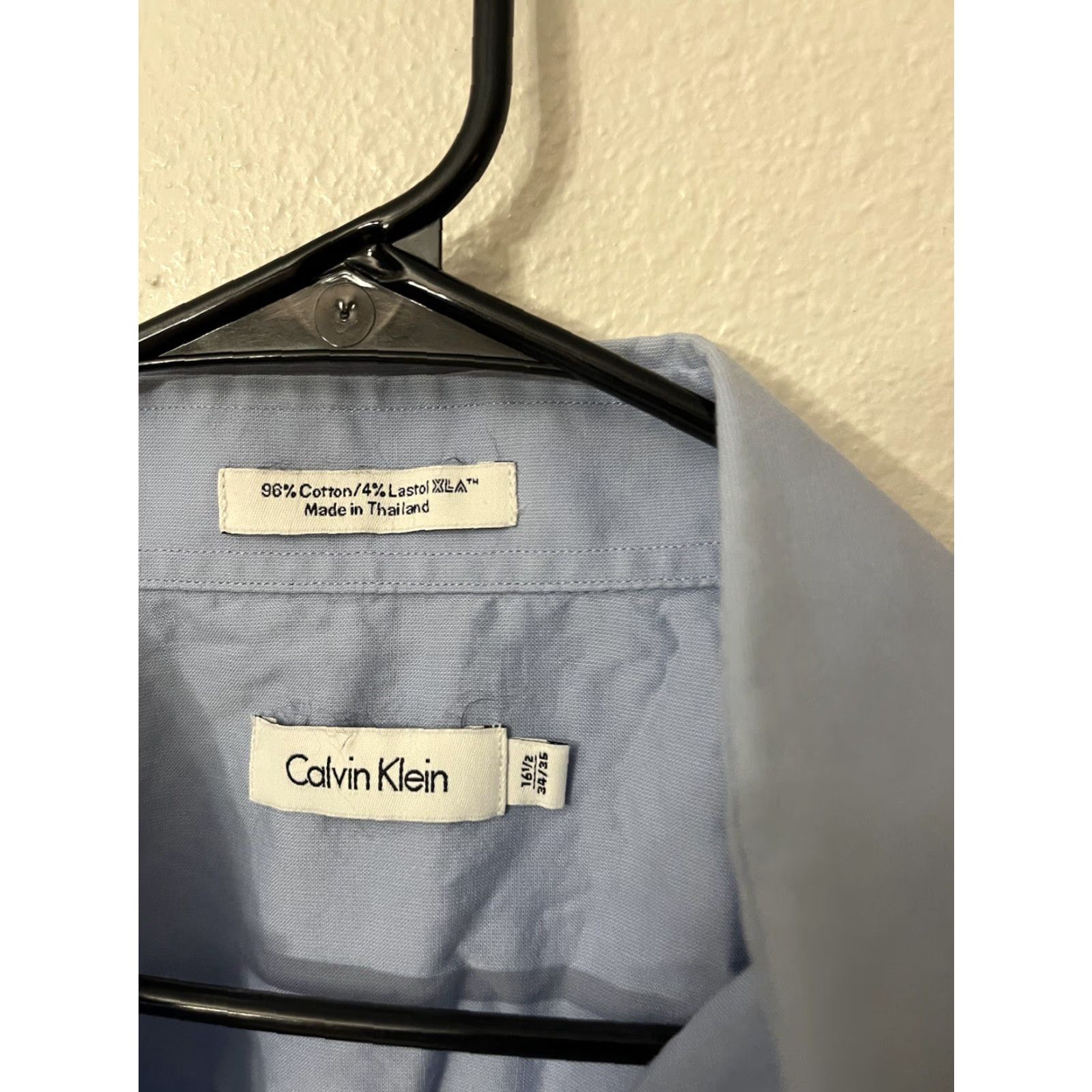 Vintage Calvin Klein Jeans Button-Up Shirt Men 16.5 Blue Solid Cotton Blend Long Sleeve Casual Business Comfort Classic Size US XL / EU 56 / 4 - 3 Thumbnail