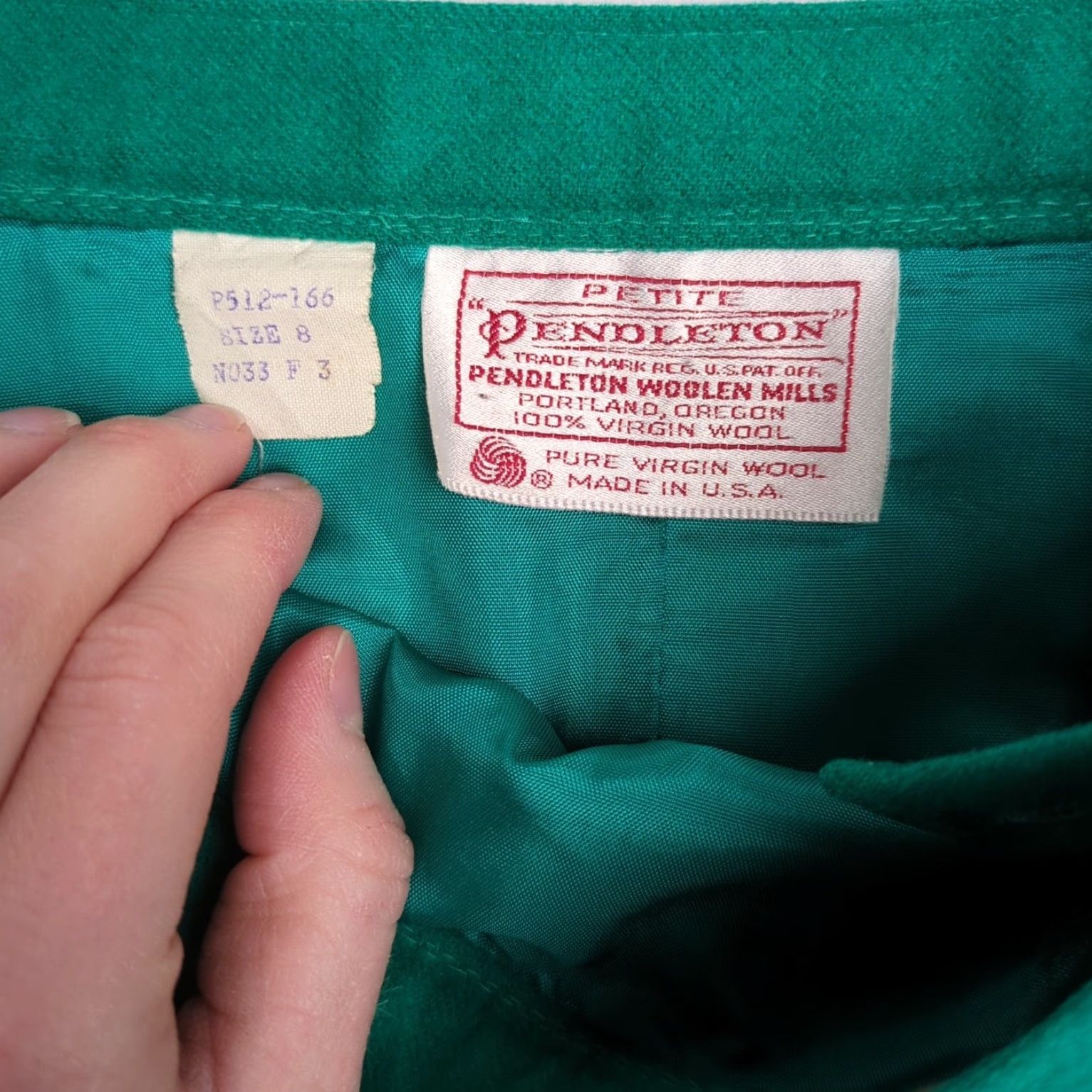 Pendleton VINTAGE Pendleton Green 100% Virgin Wool Skirt Made In USA Womens Size 8P Skirt Long Pleated Women Mens? Size 30" / US 8 / IT 44 - 3 Thumbnail